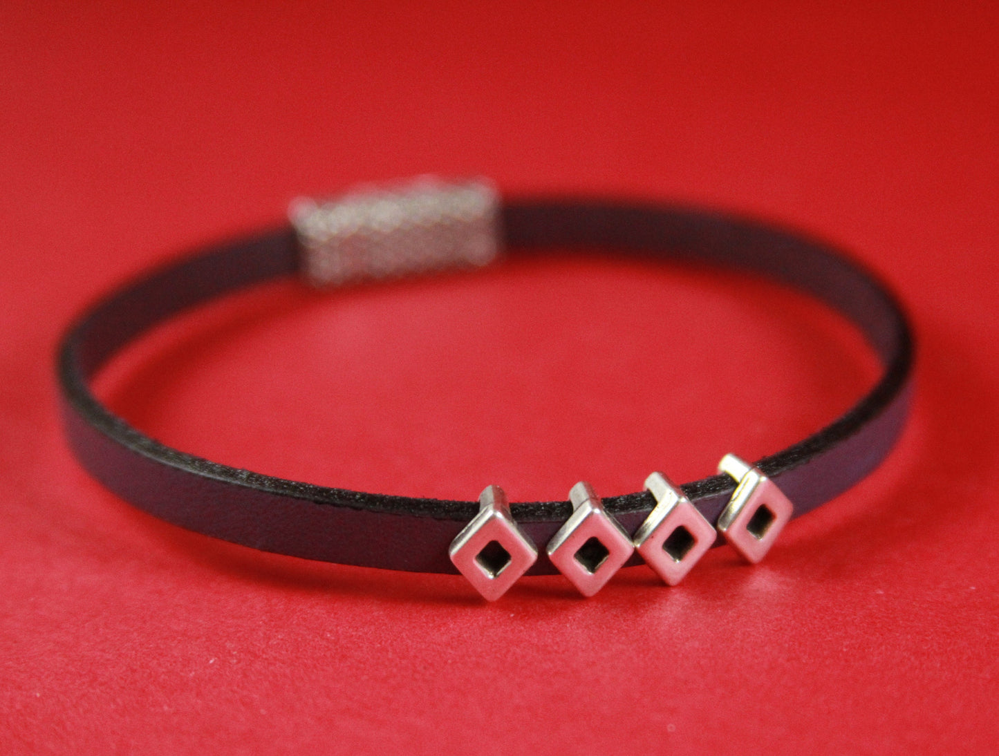 FS0276>>MADE in EUROPE 4 zamak sliders for 5mm cord, flat 5mm cord slider, zamak rombus slider qty4