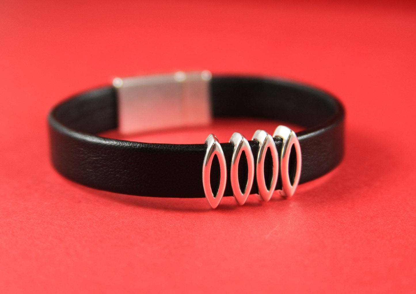 FS0052>>MADE in EUROPE 4 zamak slider bars, 10mm flat cord slider bars, 10mm leather cord simple sliders, zamak sliders Qty4