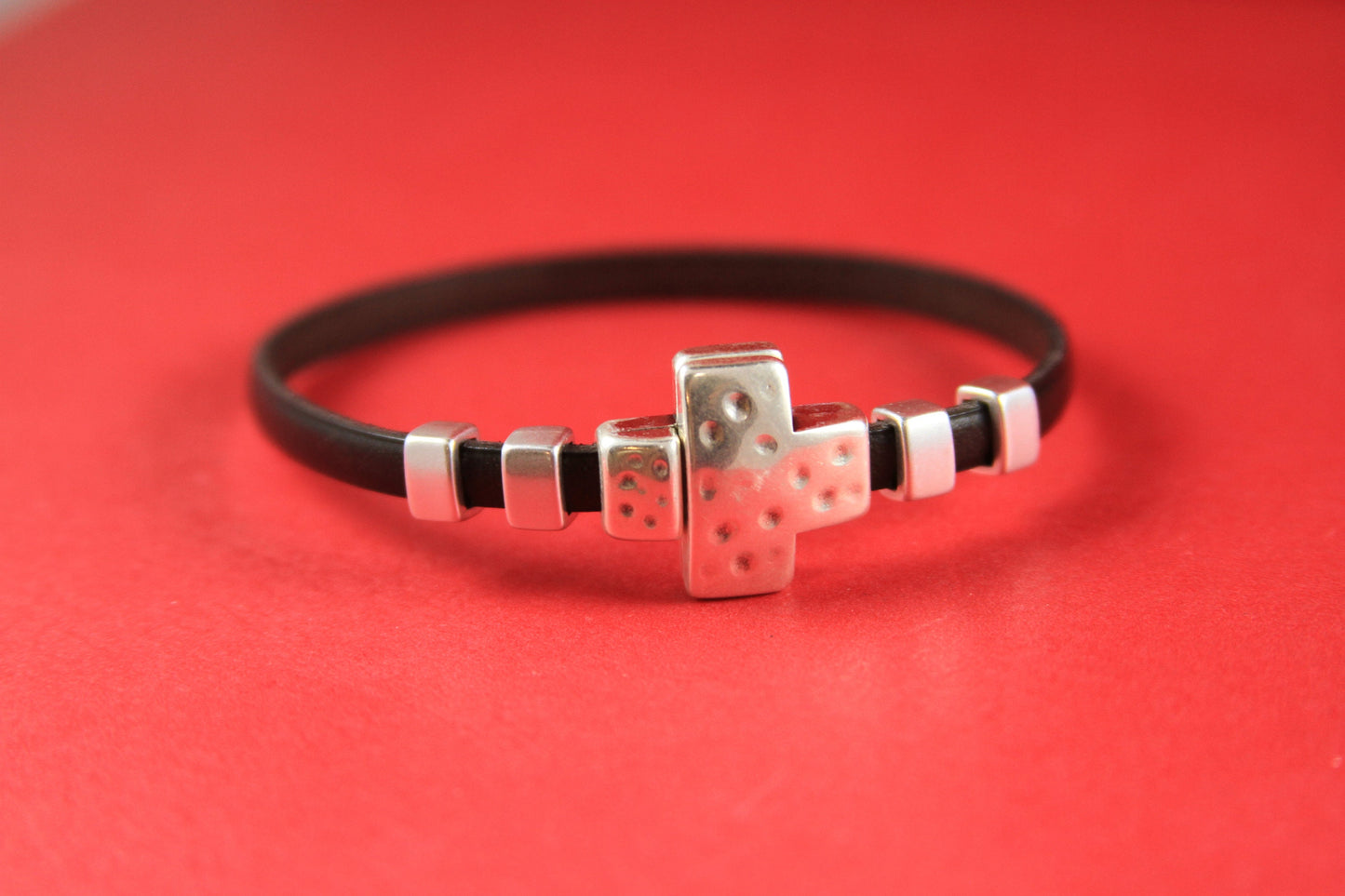 FC0115>>MADE in EUROPE zamak flat 5mm cord clasp, zamak cross clasp, zamak cross clasp, 5mm flat cord clasp Qty1