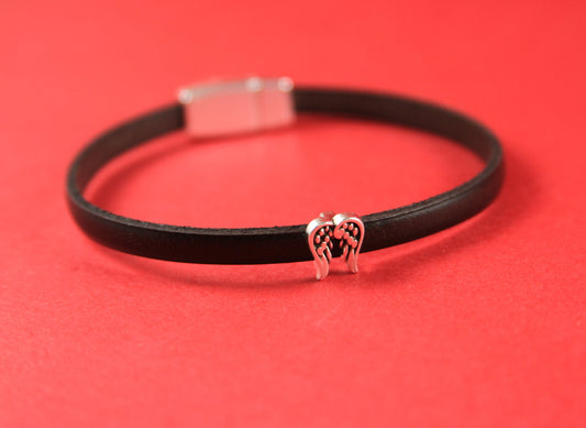 FS0078>>MADE in EUROPE 4 zamak wing sliders, 5mm cord zamak slider, flat 5mm cord slider, angel wings slider, Qty4