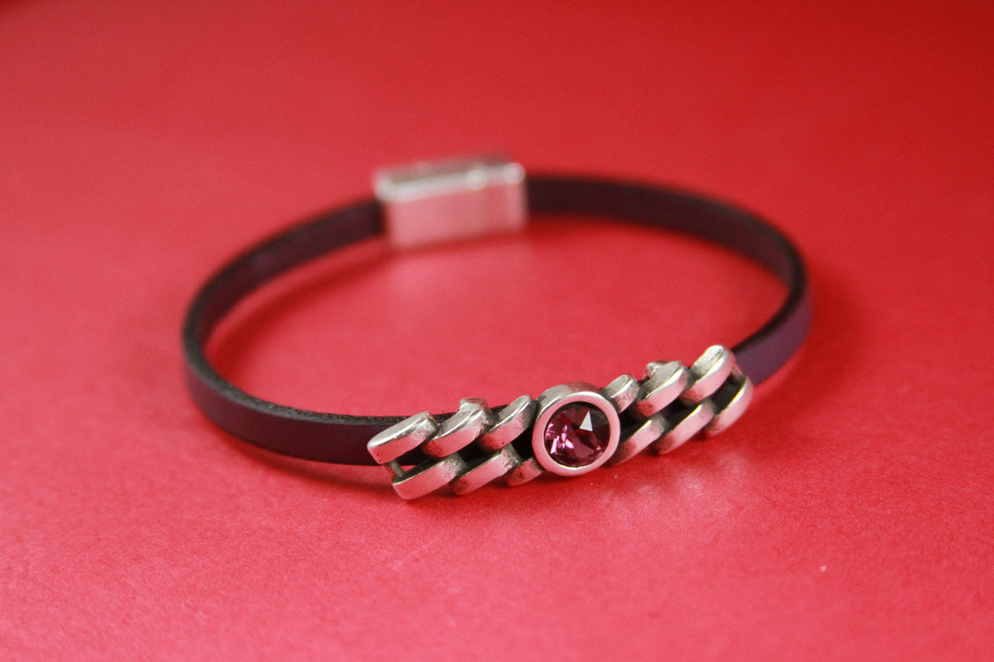 FS0269>>MADE in EUROPE zamak chain slider with Swarovski crystal, flat 5mm cord slider with Swarovski crystal, Qty1