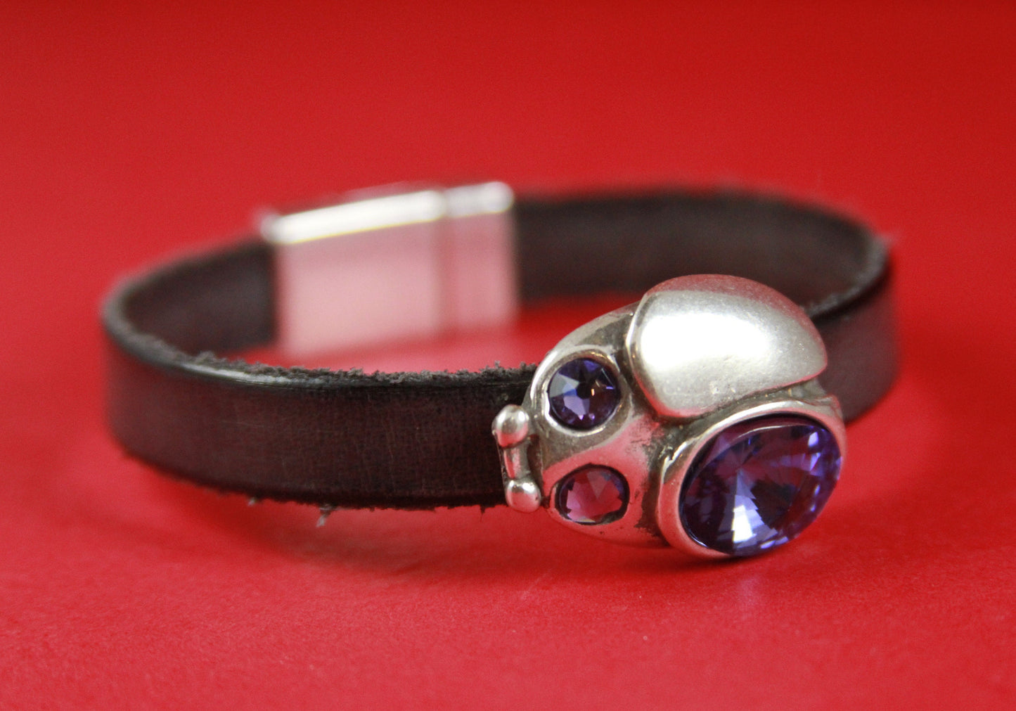 FS0278>>MADE in EUROPE zamak ladybug slider, Swarovski crystal ladybug slider for 10mm cord Qty1