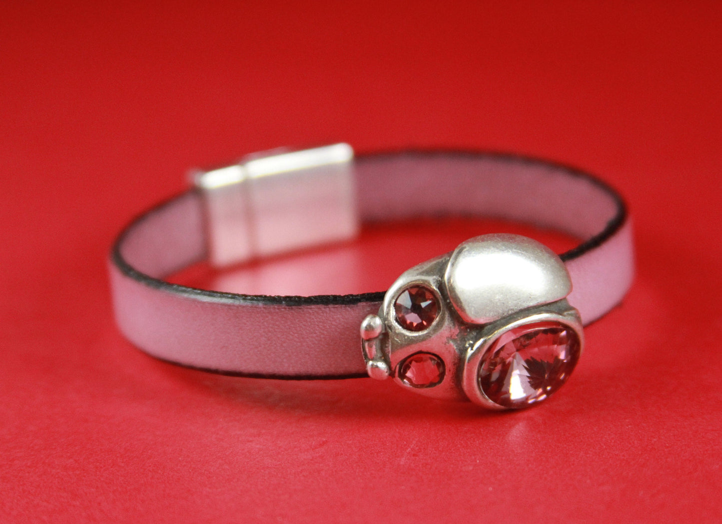 FS0278>>MADE in EUROPE zamak ladybug slider, Swarovski crystal ladybug slider for 10mm cord Qty1