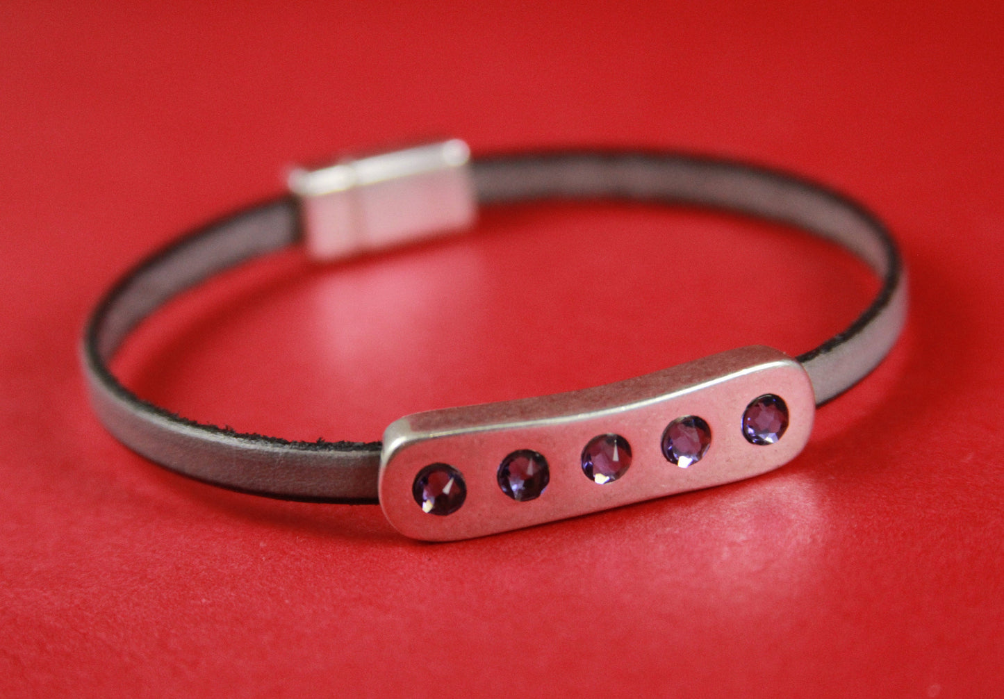 FS0313>> MADE in EUROPE zamak flat slider with Swarovski crystals, flat 5mm cord slider with Swarovski crystals, (78269/05) Qty1