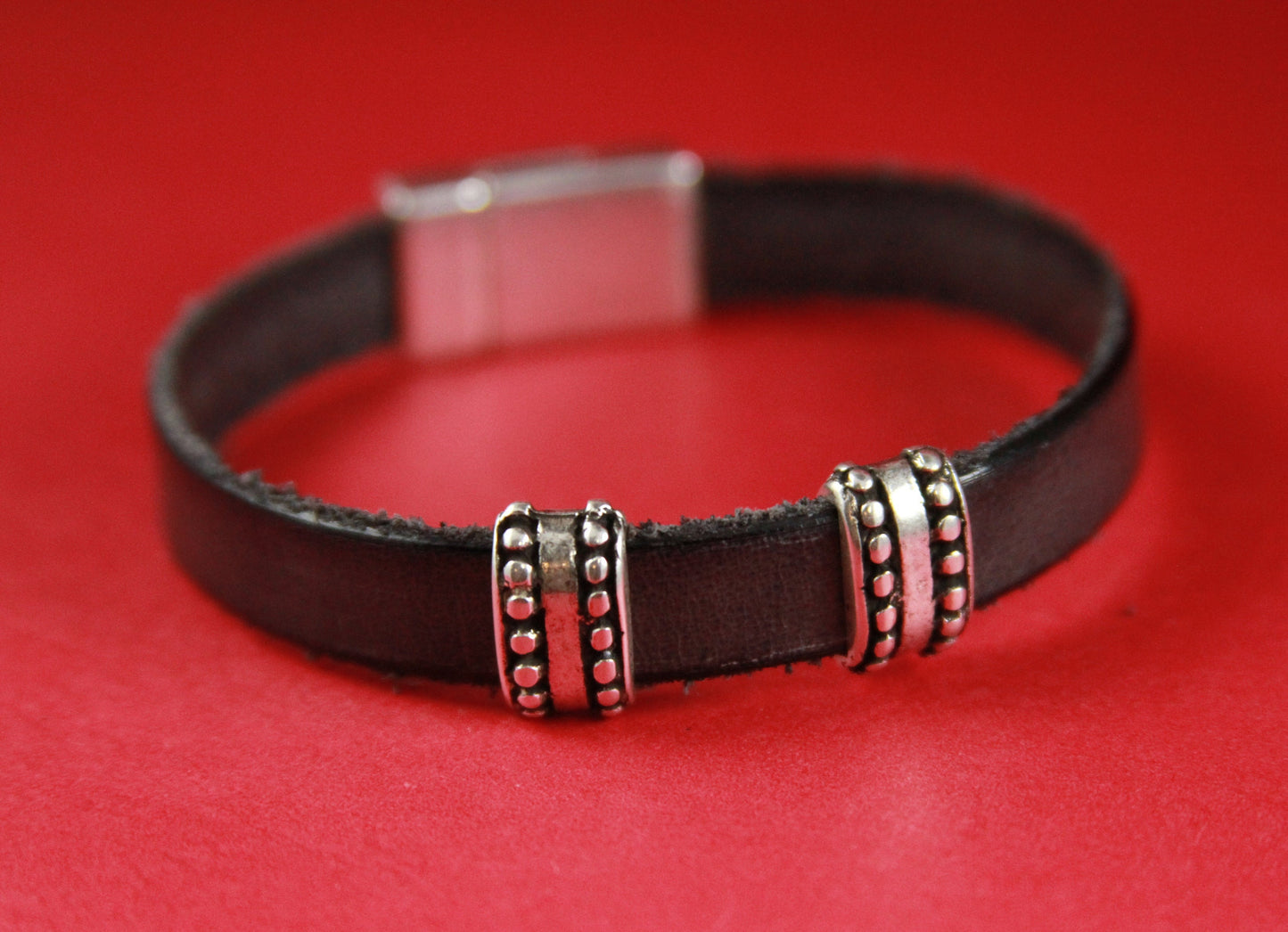 FS0275>>MADE in EUROPE 2 zamak beaded sliders, 10mm flat cord slider bars, 10mm leather cord  sliders, zamak sliders Qty2