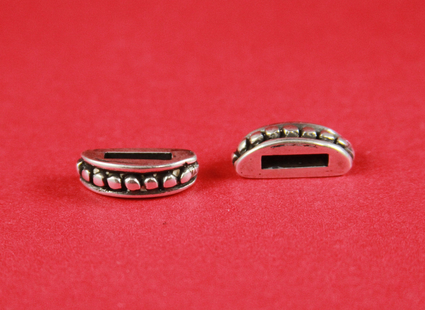 FS0274>>MADE in EUROPE 2 zamak beaded sliders, 10mm flat cord slider bars, 10mm leather cord  sliders, zamak sliders  Qty2