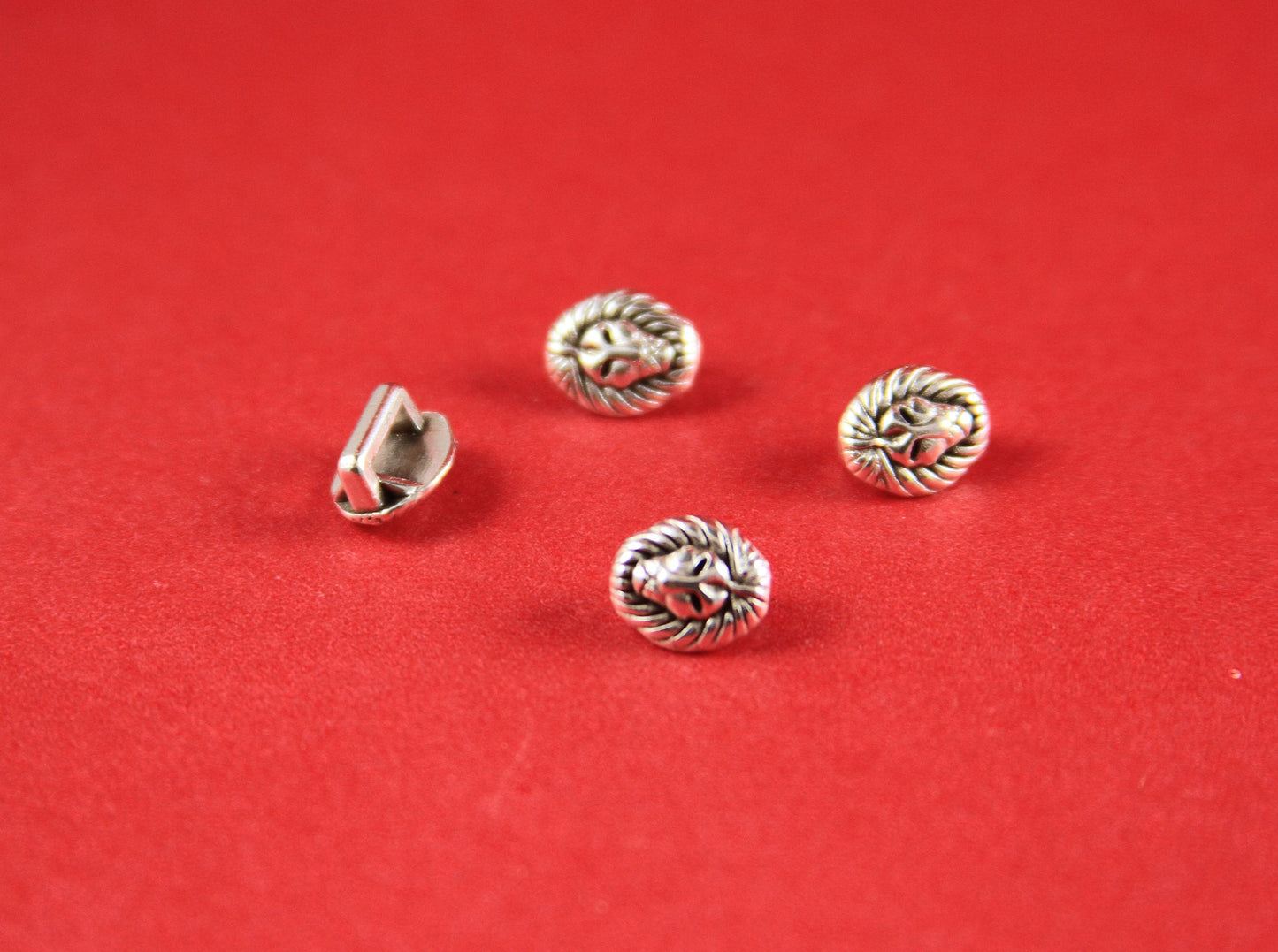 FS0079>>MADE in EUROPE 4 zamak lion sliders for 5mm cord, flat 5mm cord slider, zamak lion head sliders  qty4
