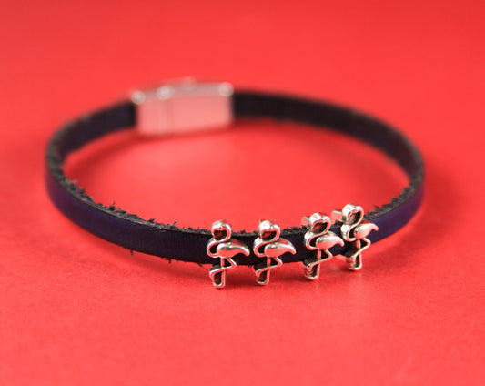 FS0068>> MADE in EUROPE 4 zamak Flamingo tiny sliders for 5mm cord, flat 5mm cord slider, zamak flamingo sliders qty4