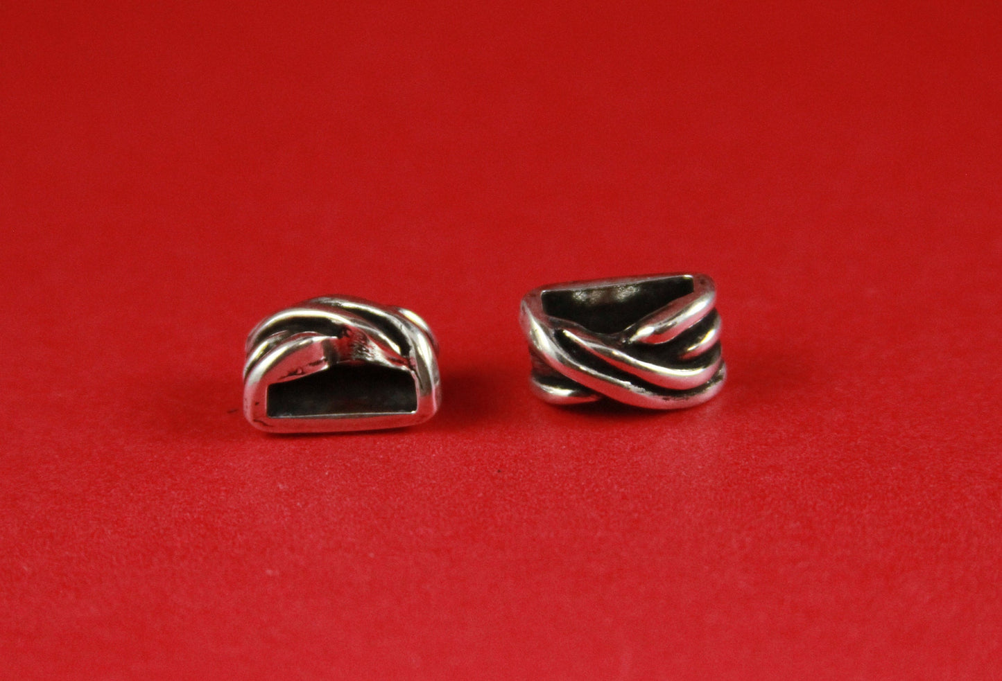 FS0289>>MADE IN EUROPE 2 zamak flat cord twisted sliders, flat cord twisted slider, 10mm flat cord twist sliders .Qty2