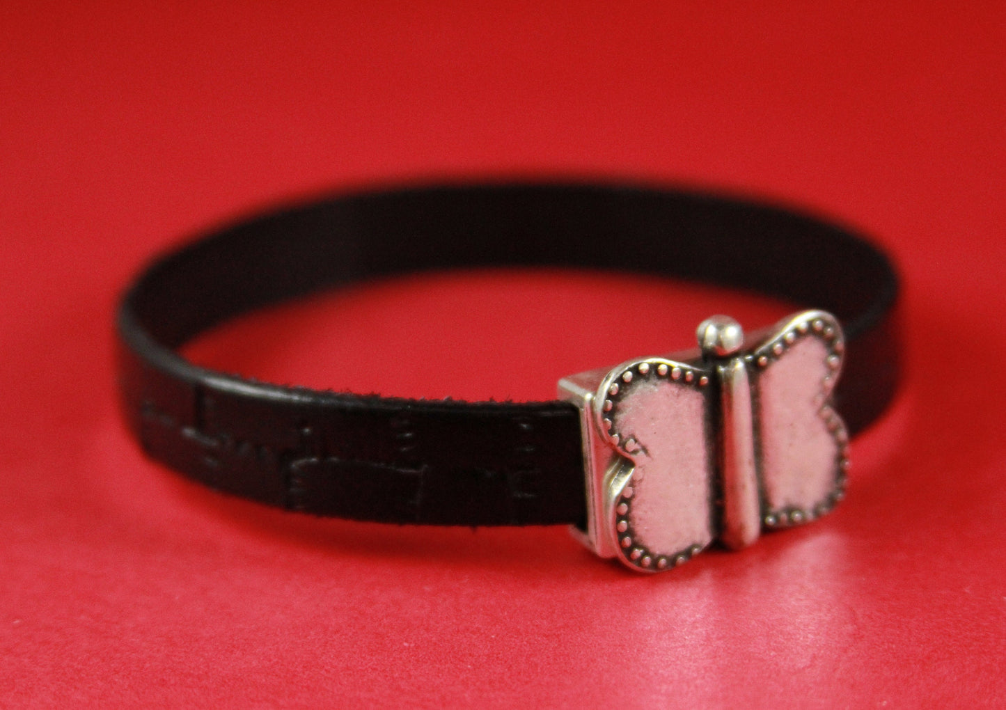 FC0050>> MADE in EUROPE flat leather cord butterfly clasp, rustic butterfly clasp, 10mm flat hole clasp Qty1