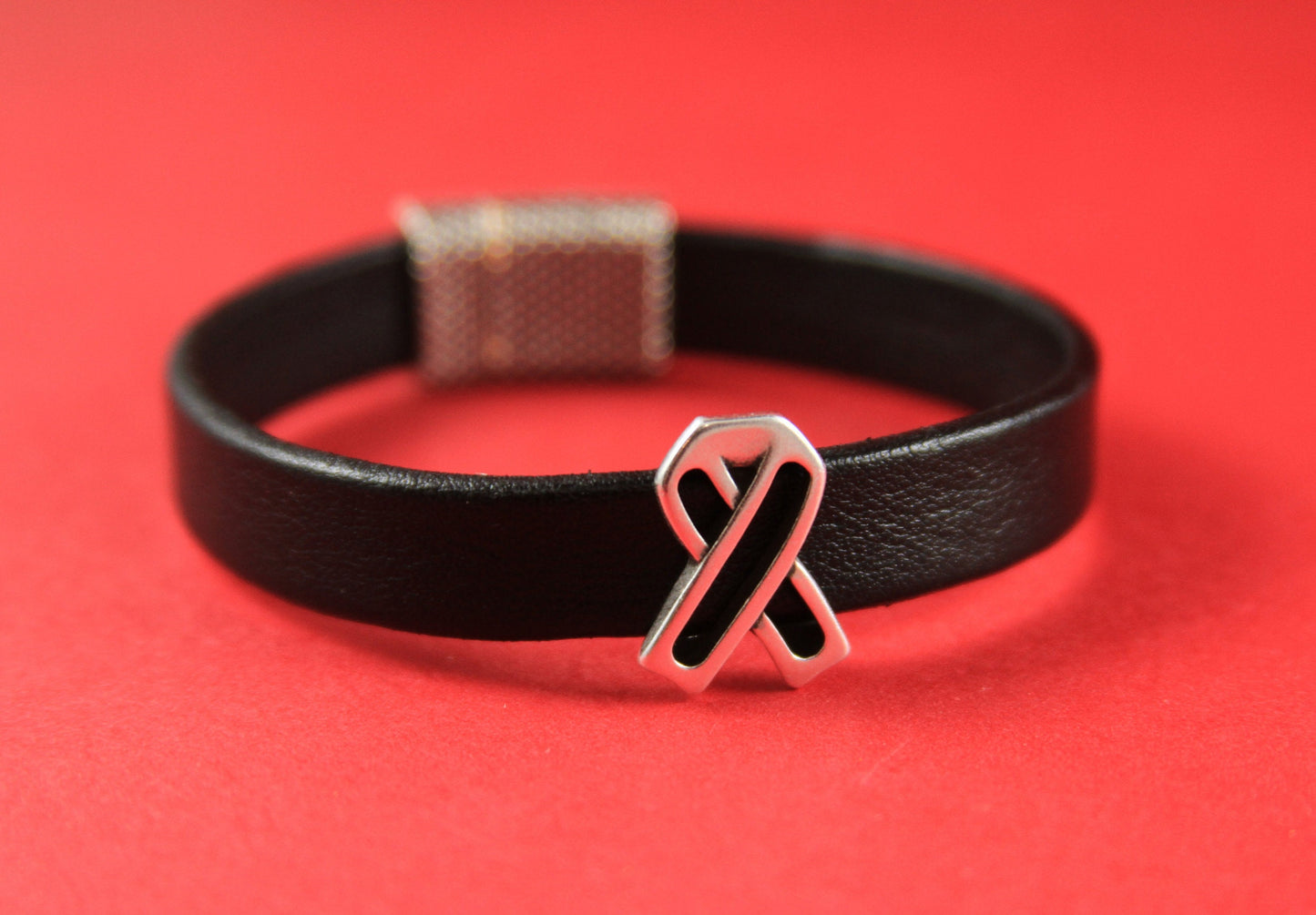 FS0184>>MADE in EUROPE 2 zamak awareness ribbon sliders for 10mm flat cord, 10mm zamak slider, flat leather cord slider, Qty2