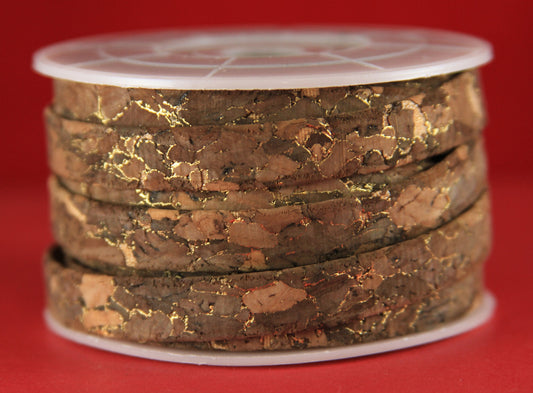 MADE in EUROPE 24'' brown-gold portuguese cord, 10mm flat cork cord, 10mm flat brown-gold cork cord, (ng0014)