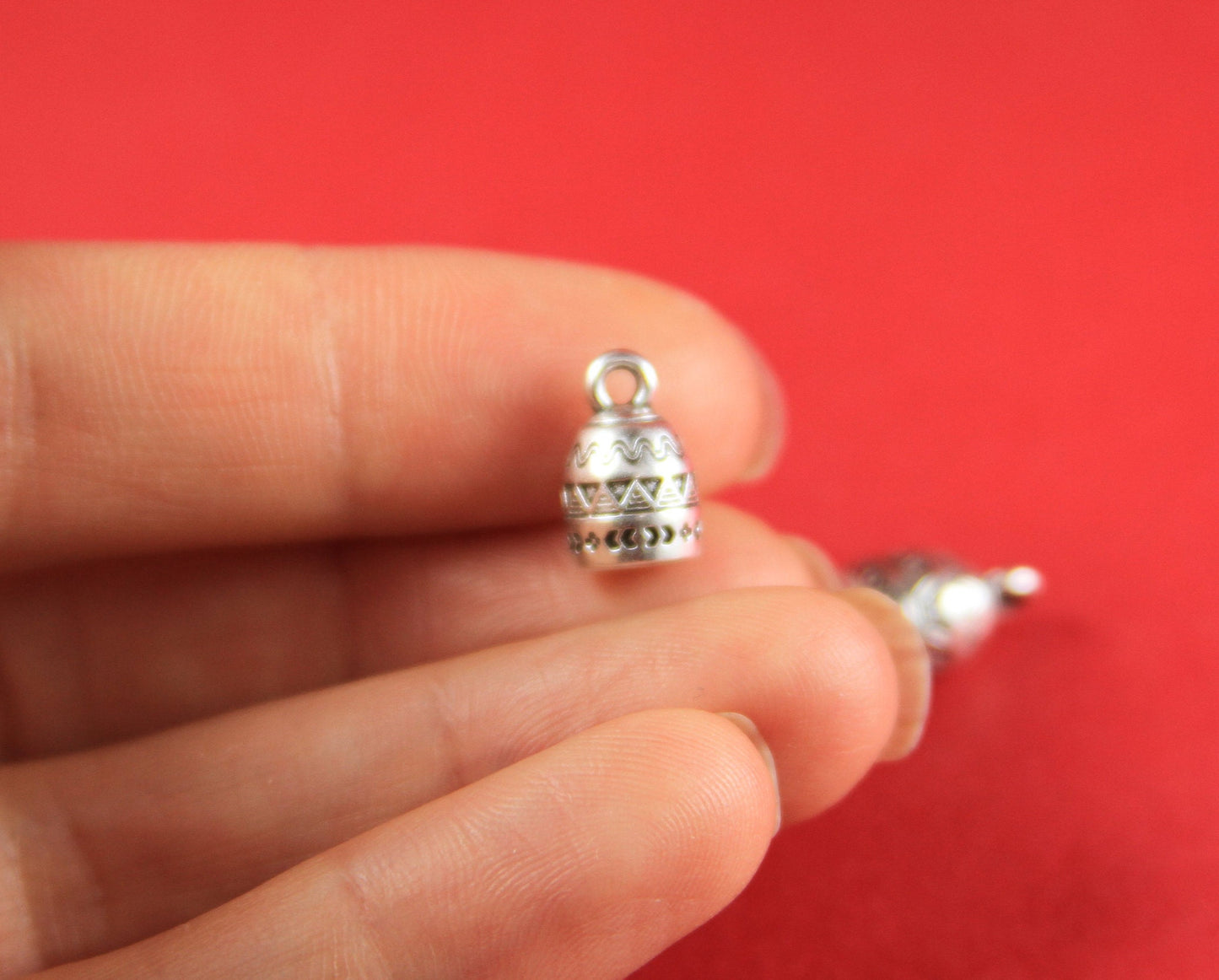 6/7 MADE in EUROPE 2 zamak cord end caps, 5mm round cord ends, round cord end caps, silver cord end caps (PF11412) Qty2