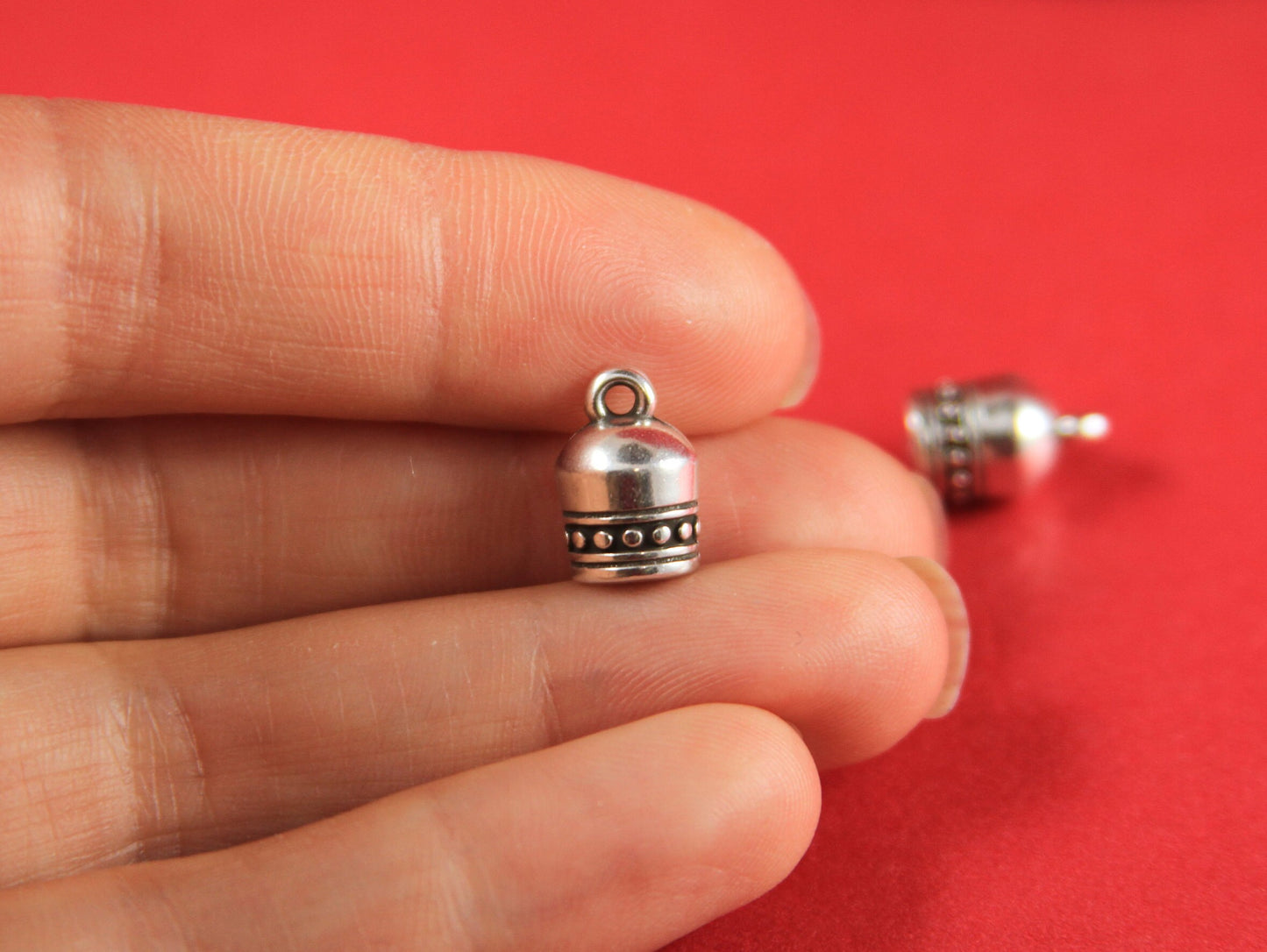 6/7 MADE in EUROPE 2 zamak cord end caps, 5mm round cord ends, round cord end caps, silver cord end caps (PF11410) Qty2