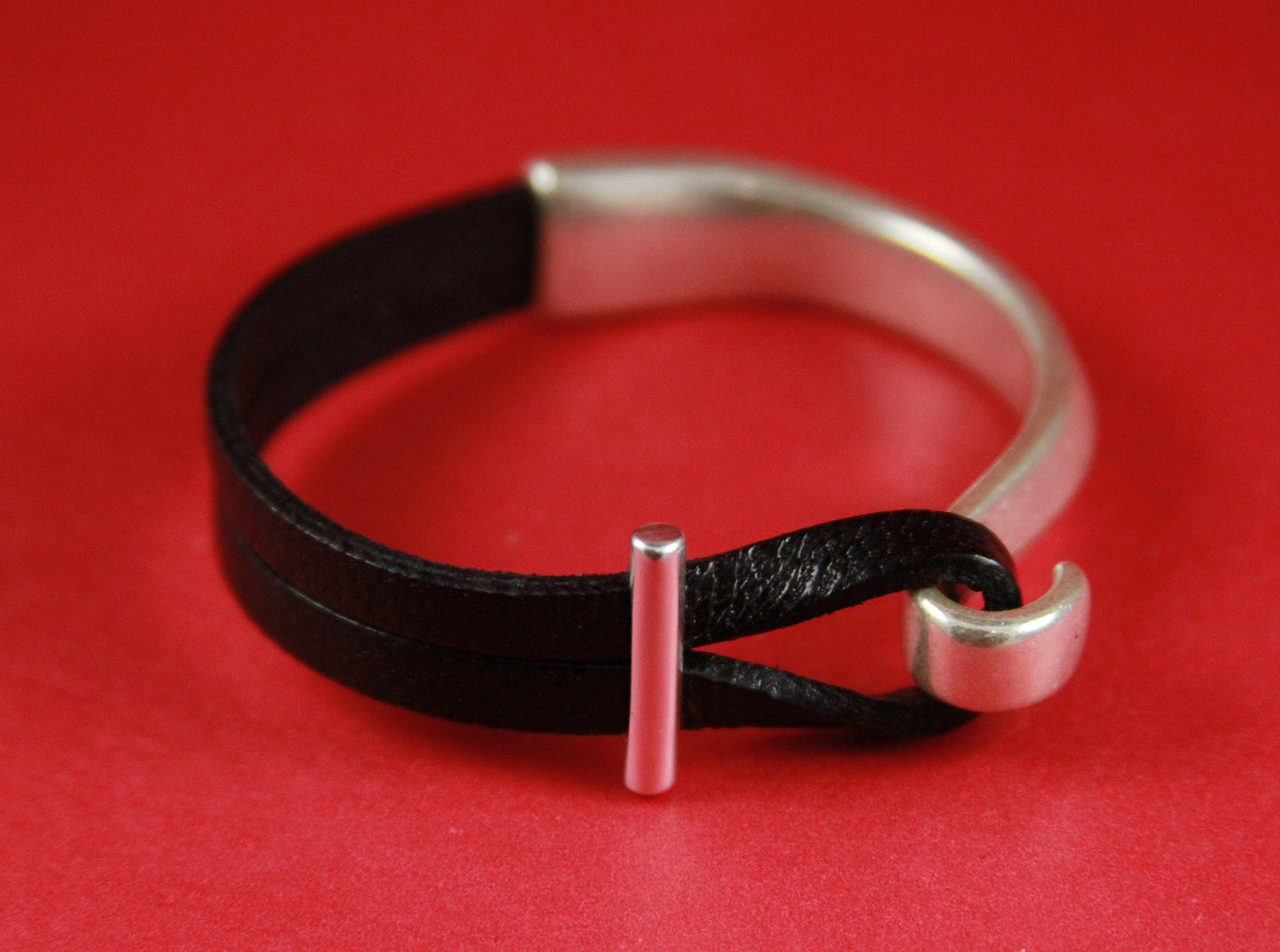B0002>>MADE in EUROPE zamak half bracelet ,  flat cord half bracelet with slider, silver half bracelet , (6720/25S) qty1