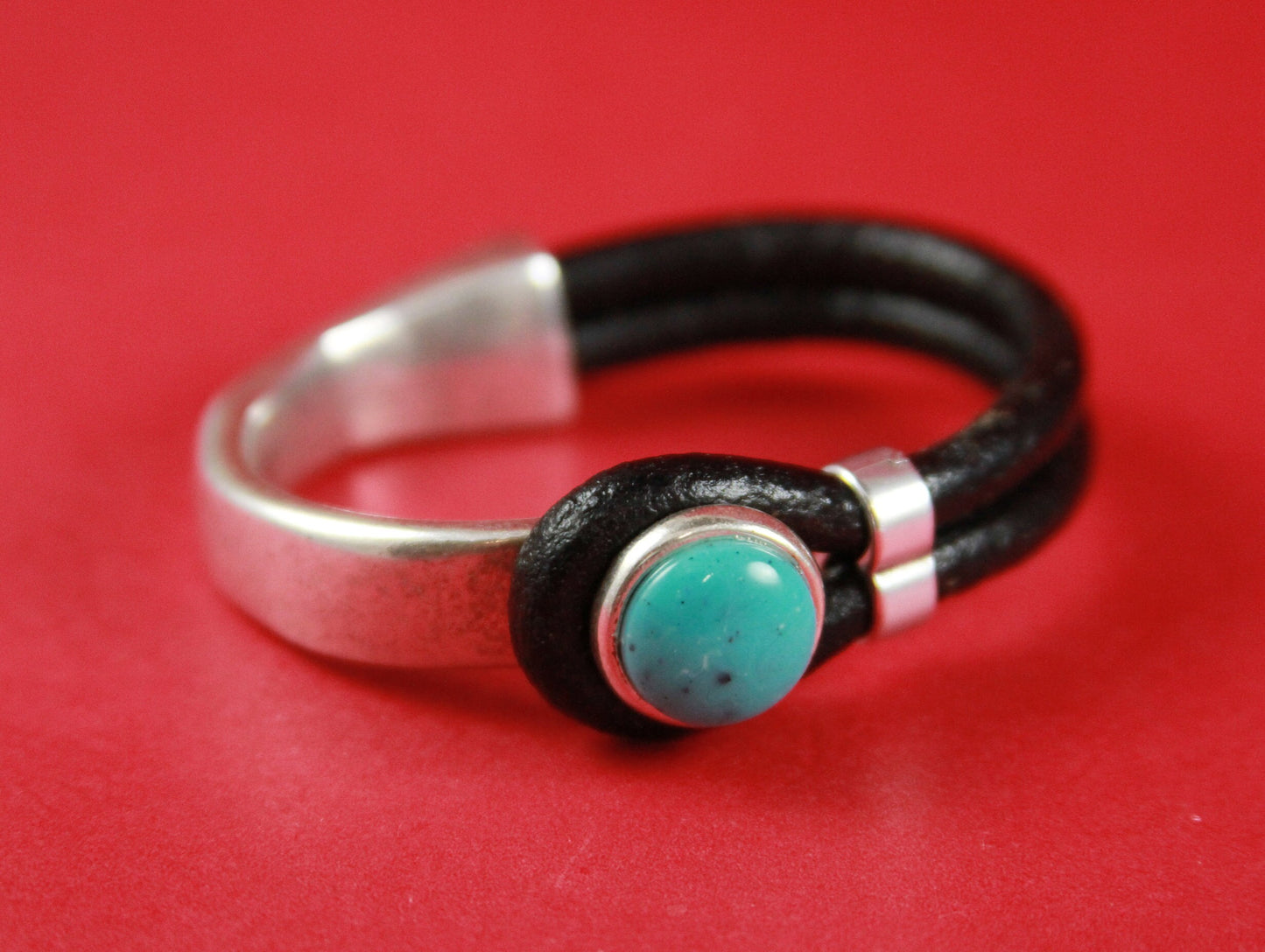 B0022>>MADE in EUROPE zamak turquoise button half bracelet +loop maker slider, zamak half bracelet (6723/5TUR) Qty1