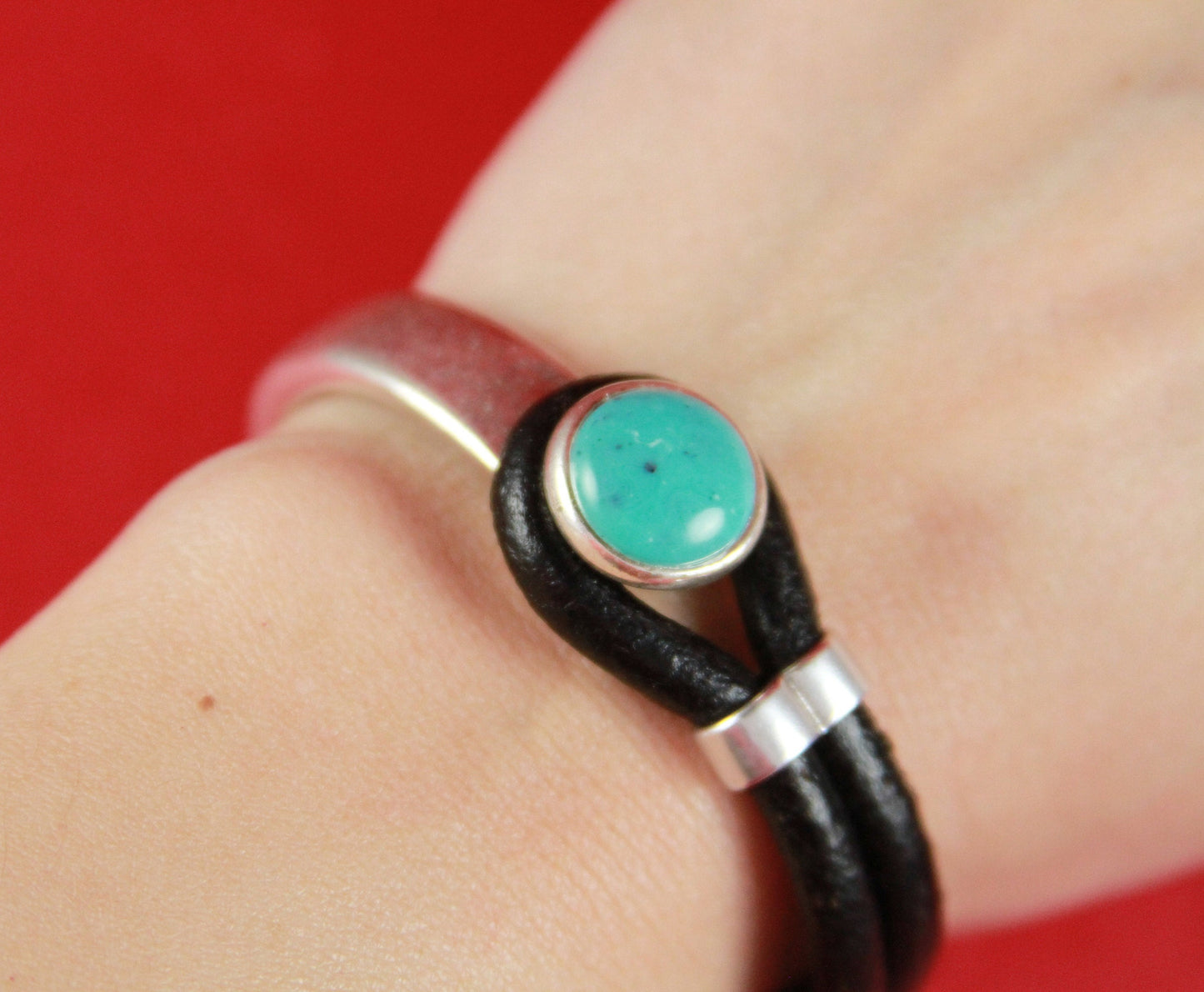B0022>>MADE in EUROPE zamak turquoise button half bracelet +loop maker slider, zamak half bracelet (6723/5TUR) Qty1