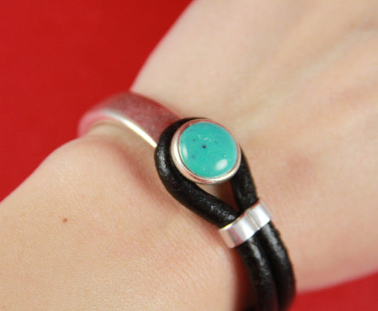 B0022>>MADE in EUROPE zamak turquoise button half bracelet +loop maker slider, zamak half bracelet (6723/5TUR) Qty1