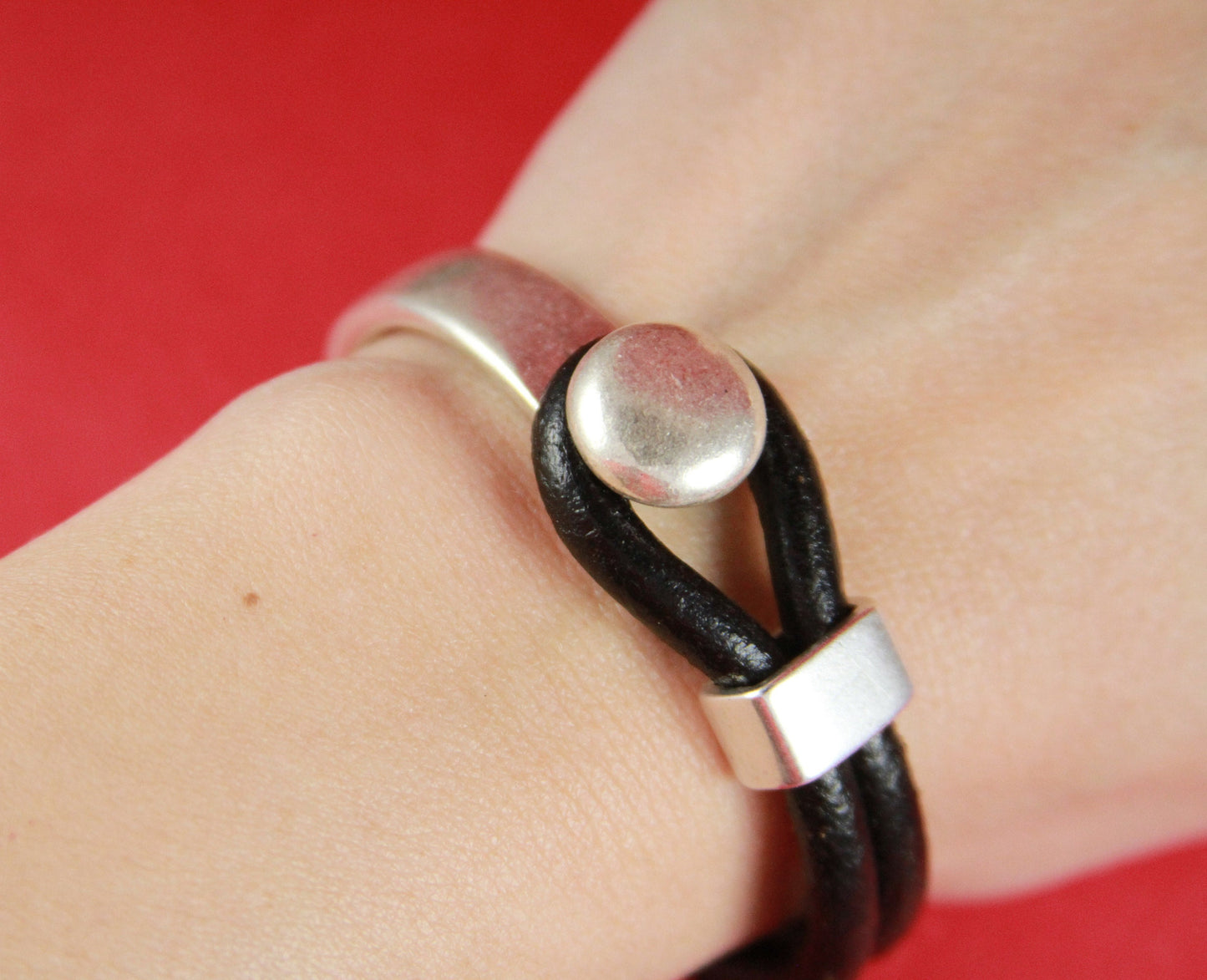 B0024>> MADE in EUROPE zamak button half bracelet+ slider, zamak half cuff, metal half bracelet (6722/5) Qty1