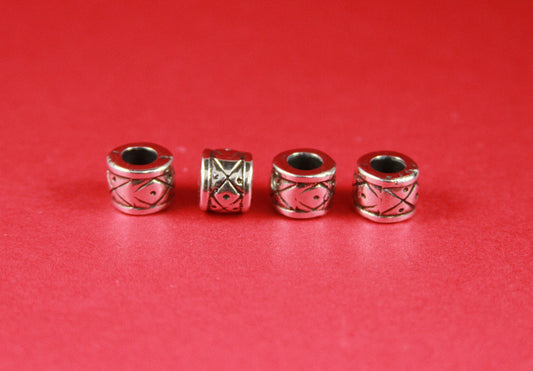 RS0139>>MADE in EUROPE 4 zamak silver tubes, 5mm hole zamak tube slider, 5mm bead tube, round cord tube  (ABLZ188S) qty4