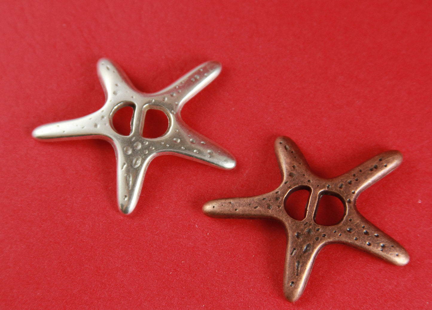 FS0020>>MADE IN EUROPE 2 starfish zamak sliders, copper starfish slider, starfish connector, Qty2