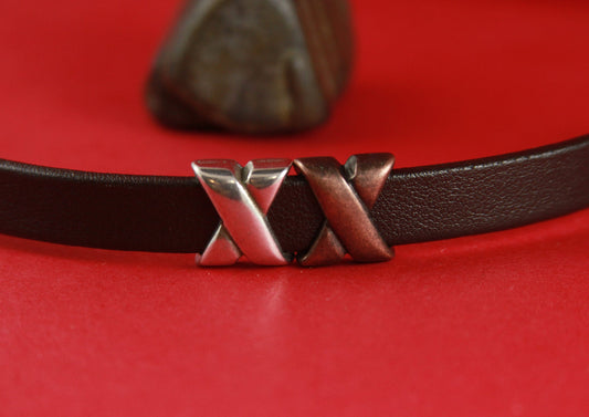 FS0142>>MADE in EUROPE 4 zamak X sliders, 10mm flat cord sliders, 10mm leather cord X sliders, zamak sliders Qty4