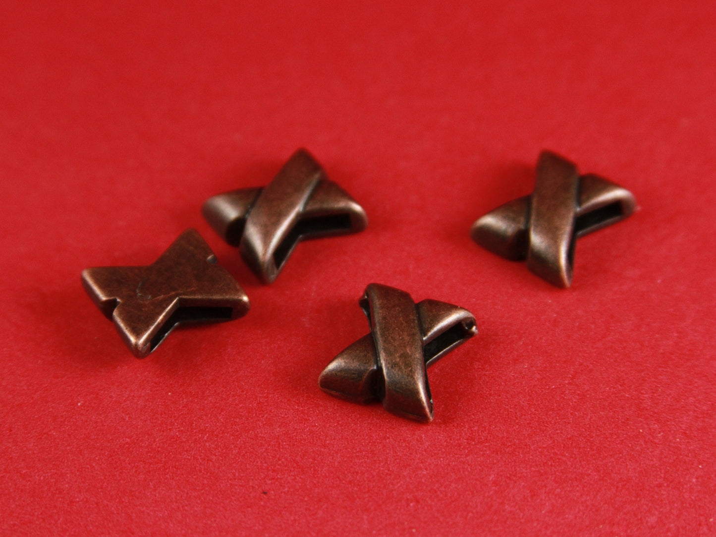 FS0142>>MADE in EUROPE 4 zamak X sliders, 10mm flat cord sliders, 10mm leather cord X sliders, zamak sliders Qty4