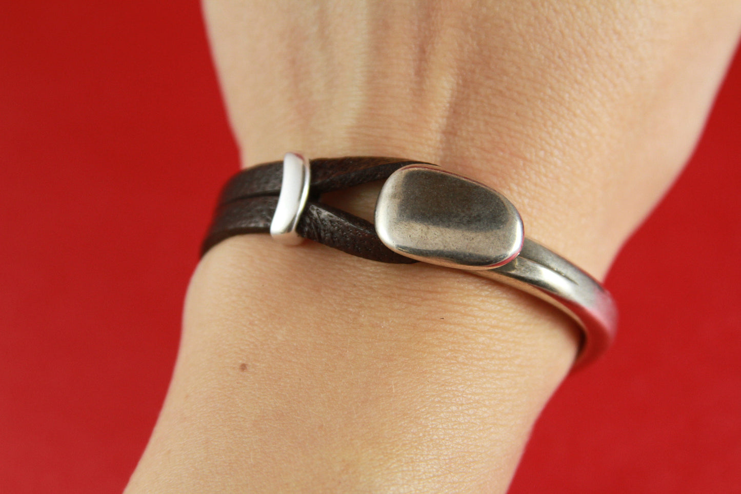 B0011>>MADE in EUROPE zamak half bracelet ,  flat cord half bracelet finding with slider qty 1set