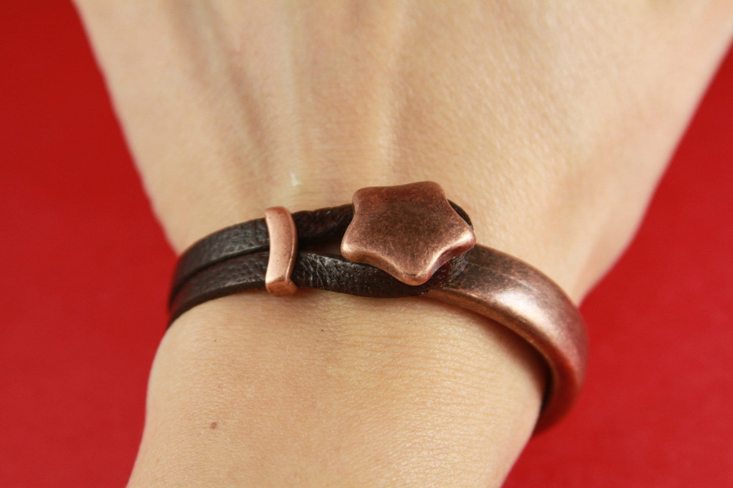 B0038>>MADE in EUROPE zamak star half bracelet for flat cord with slider,silver star half bracelet, copper half bracelet qty 1set