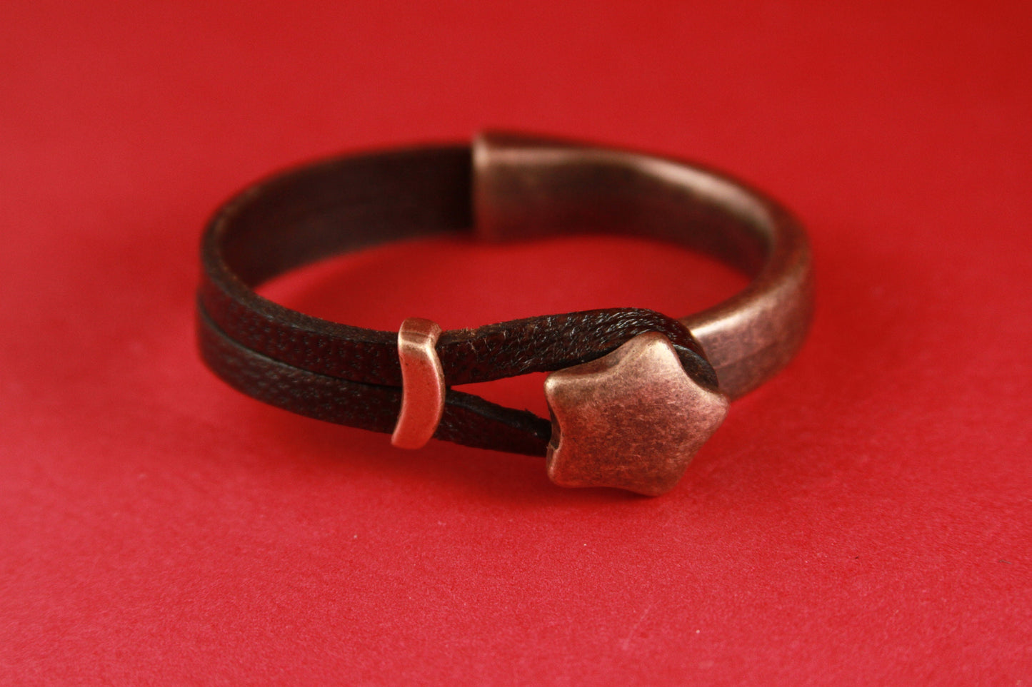 B0038>>MADE in EUROPE zamak star half bracelet for flat cord with slider,silver star half bracelet, copper half bracelet qty 1set