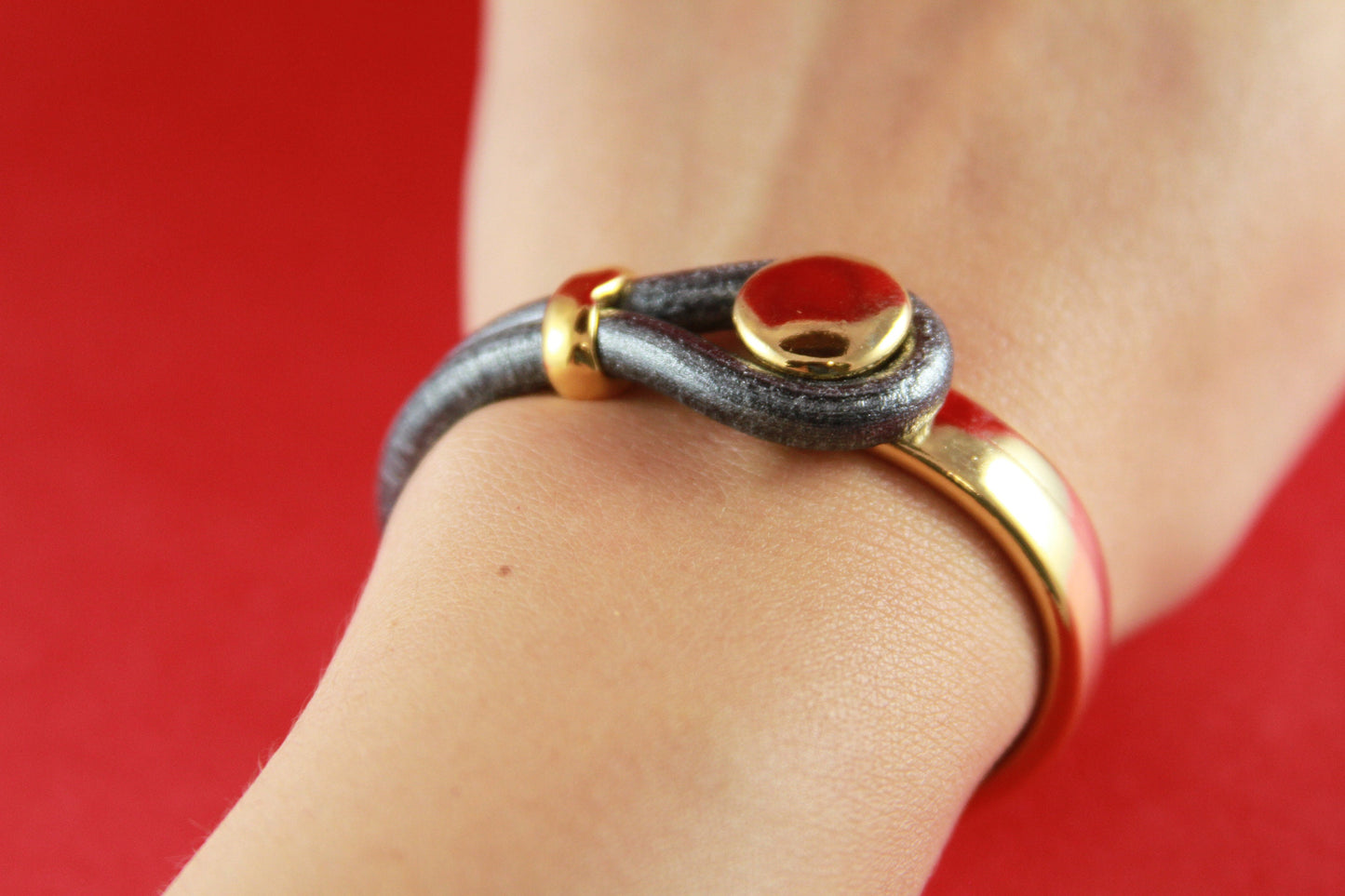 B0053>>MADE in EUROPE gold zamak half bracelet and finding, button half bracelet +strand separator, gold half bracelet (ABLZ71G)
