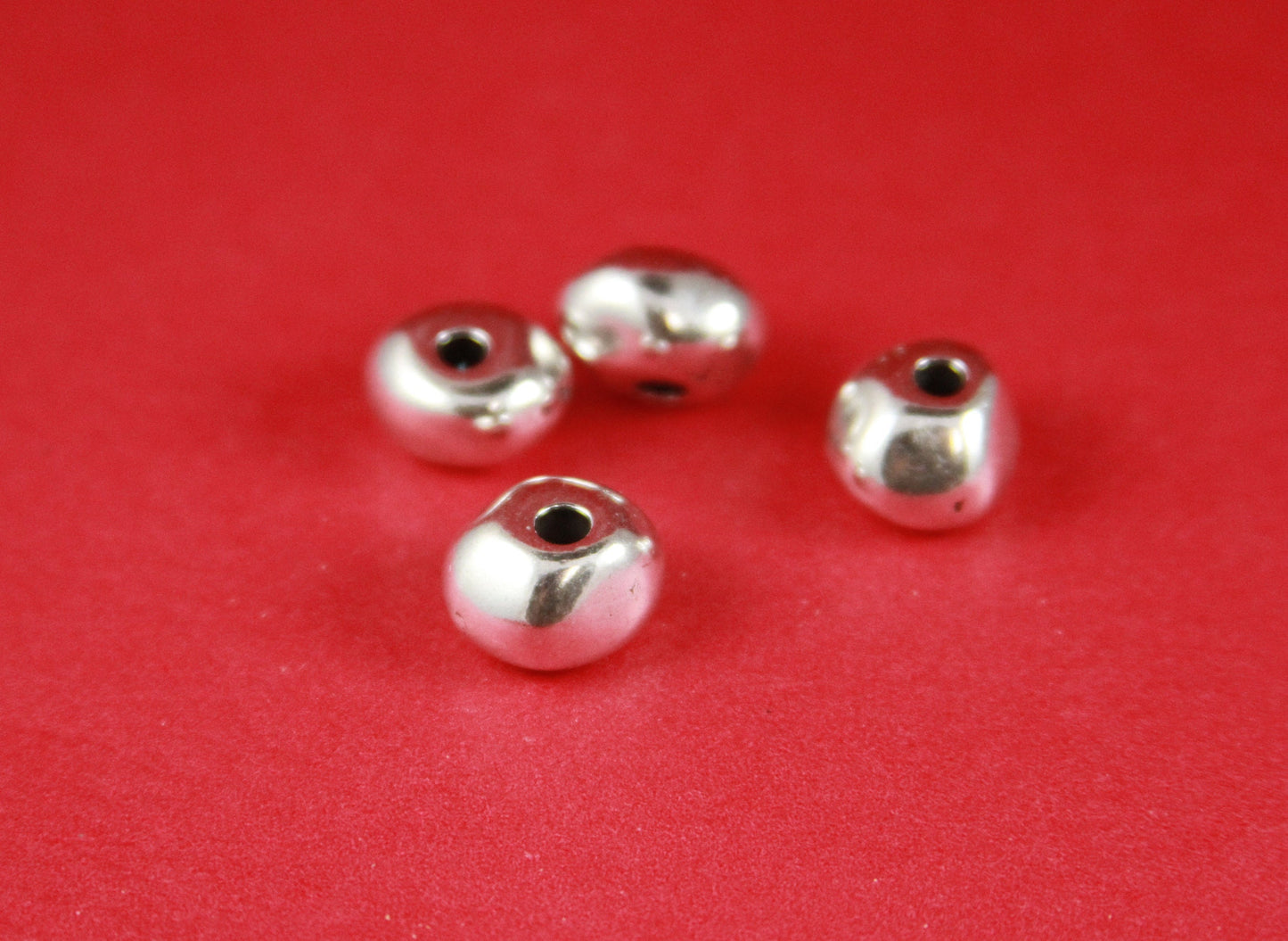 RS0175>>MADE IN EUROPE  4 zamak irregular sliders, zamak silver beads, round 3mm cord irregular beads ,3mm cord zamak beads Qty4