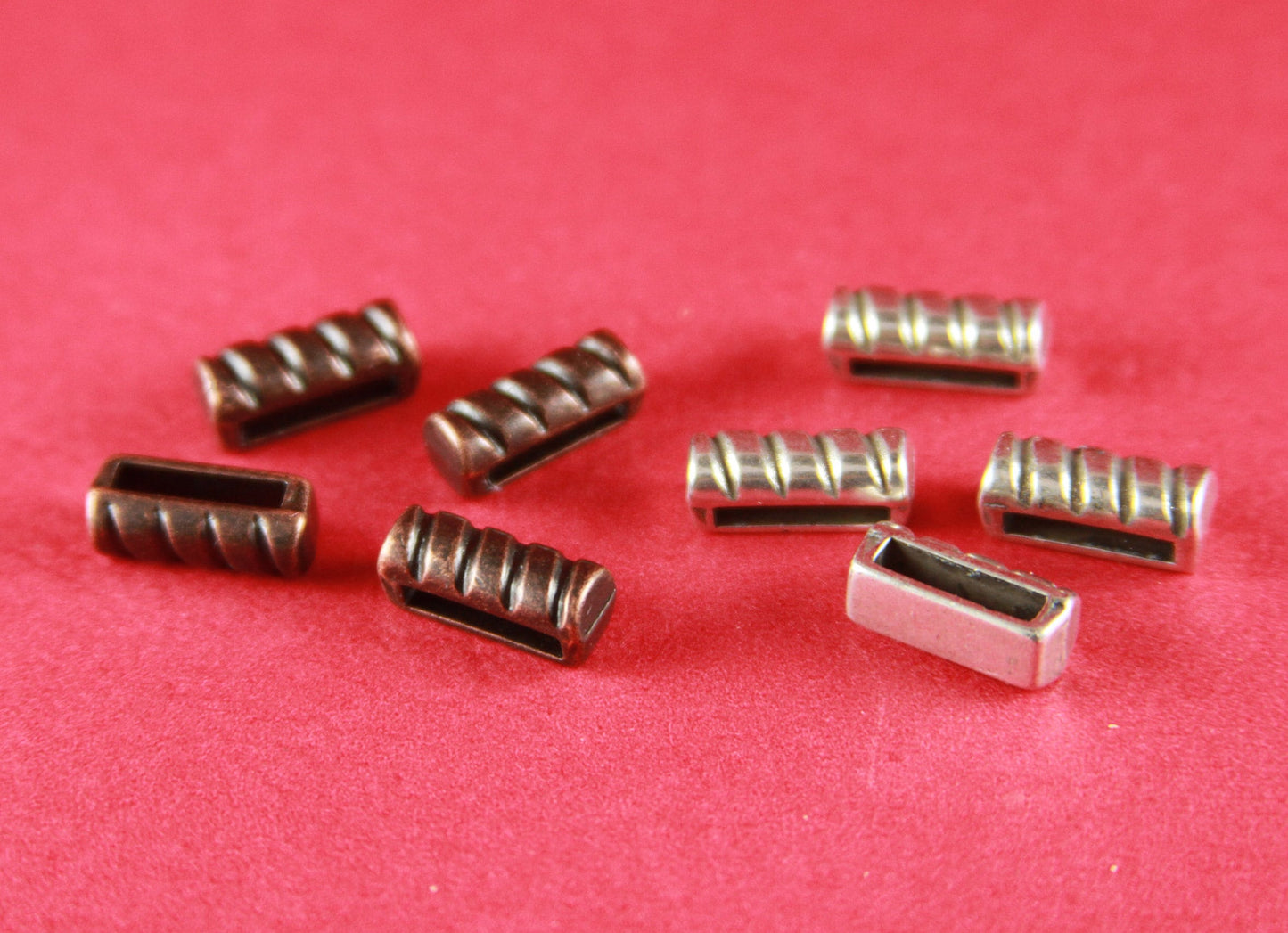 FS0220>>MADE IN EUROPE 4 zamak sliders, flat cord sliders, 10mm leather cord sliders Qty4