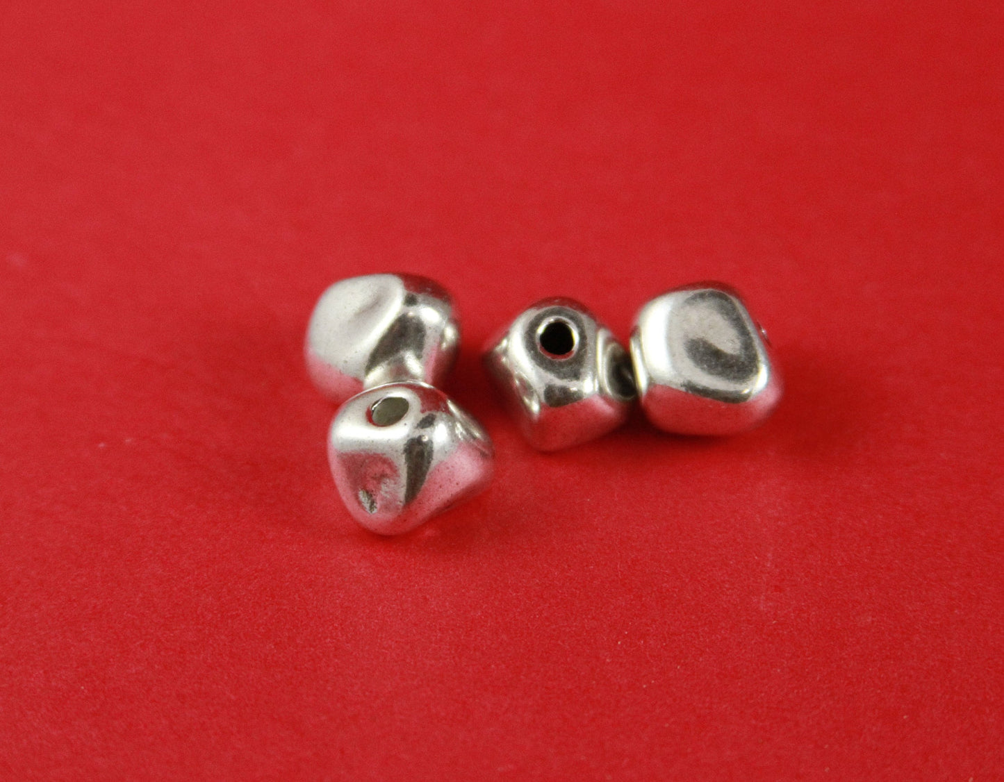 RS0003>>MADE IN EUROPE  4 zamak irregular sliders, zamak silver beads, round 2mm cord irregular beads ,2mm cord zamak beads ( 5658/02)Qty4