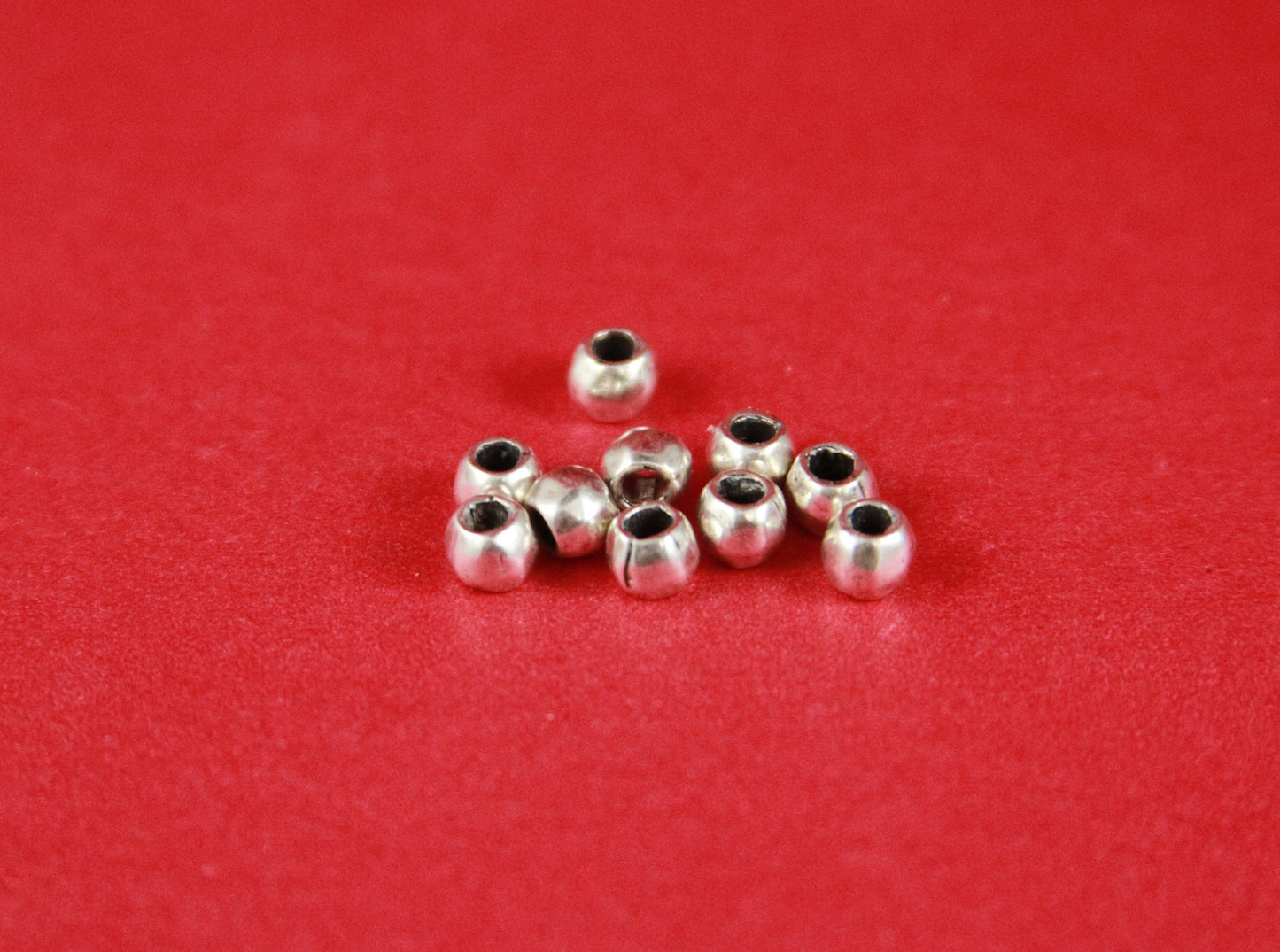 RS0140>> MADE IN EUROPE  10 zamak irregular sliders, zamak silver beads, round 2mm cord irregular beads ,2mm cord zamak beads(78596/02)Qty10