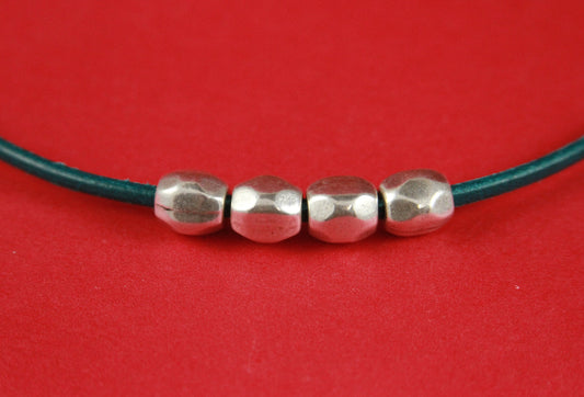 RS0118>>MADE IN EUROPE  4 zamak irregular sliders, zamak faceted beads, round 2mm cord irregular beads ,2mm cord zamak beads Qty4