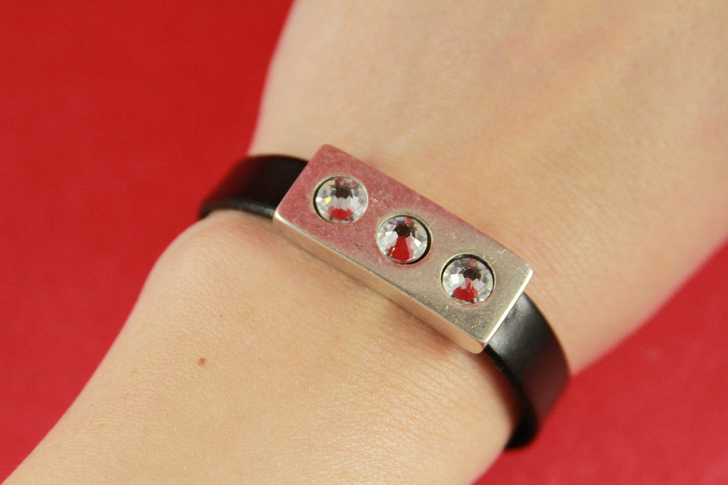 FC0127>>MADE in EUROPE zamak fastener clasp with Swarovski crystals, 10mm flat cord fastener clasp, (77954/10) qty1