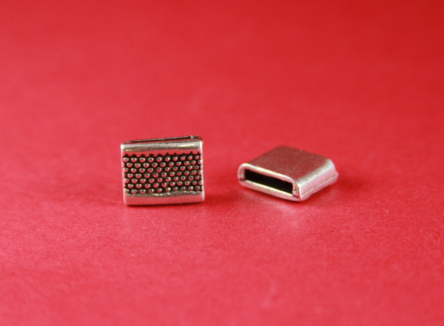 FS0264>>MADE in EUROPE 2 zamak beaded sliders, 10mm flat cord sliders, 10mm leather cord  sliders, zamak sliders Qty2