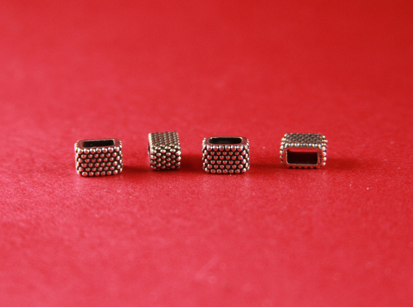 FS0166>>MADE in EUROPE 4 zamak sliders, 5mm cord slider tube, flat 5mm cord slider bead, beaded 5mm tube (F943P) Qty4