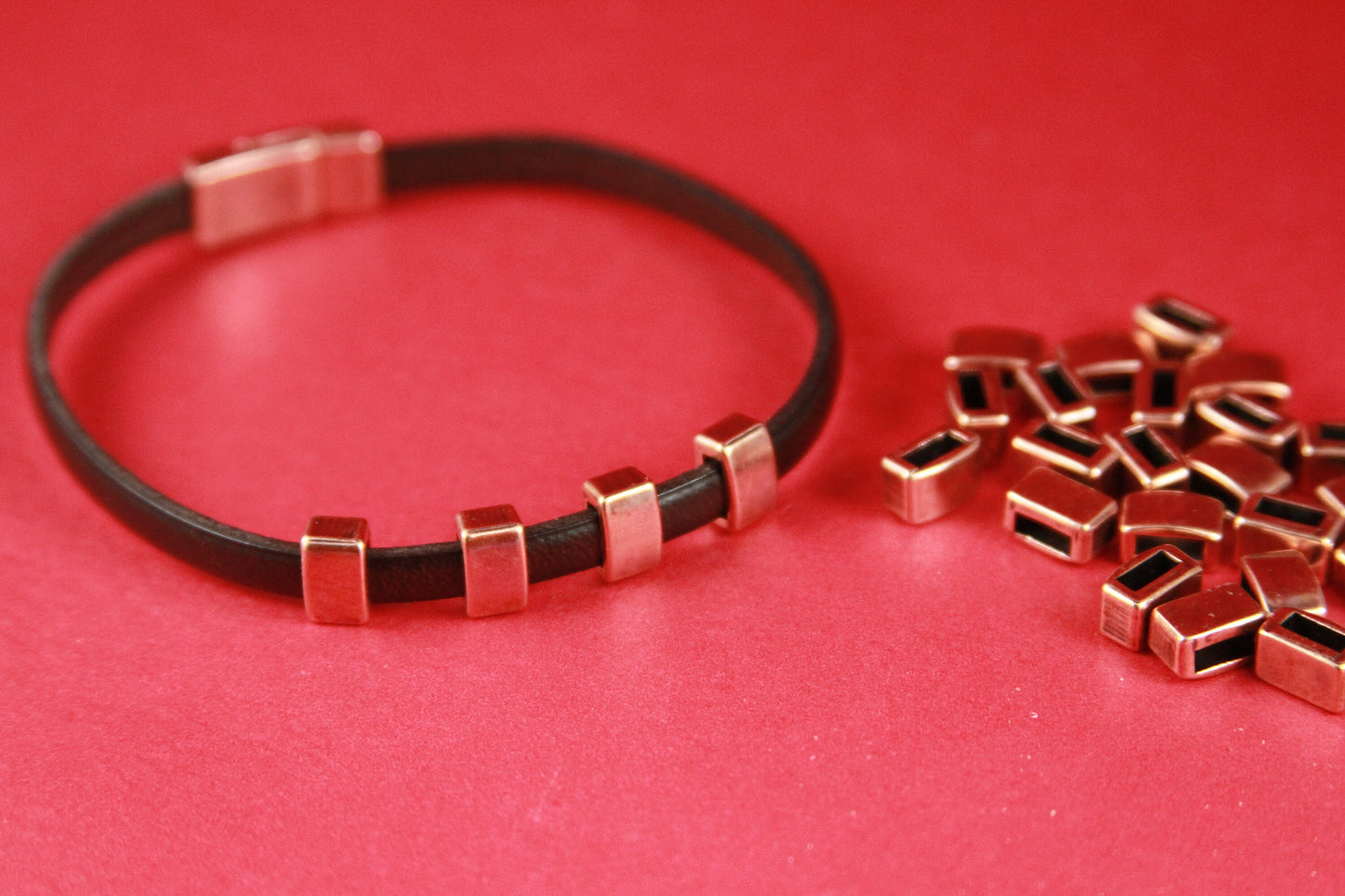FS0018>>MADE in EUROPE 4 zamak sliders for 5mm cord, flat cord slider, zamak slider bars qty4