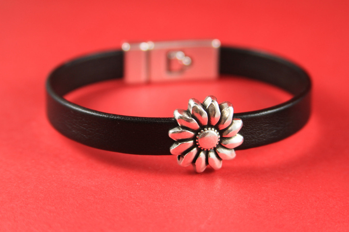 FS0019>>MADE IN EUROPE 2 zamak flower sliders 10mm flat cord, 10mm flat cord daisy slider, sunflower slider for 10mm flat cord Qty2
