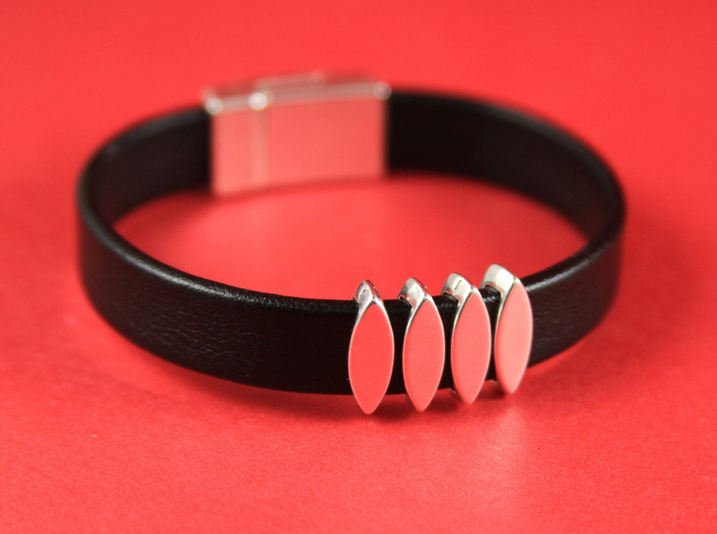 FS0052>>MADE in EUROPE 4 zamak slider bars, 10mm flat cord slider bars, 10mm leather cord simple sliders, zamak sliders Qty4
