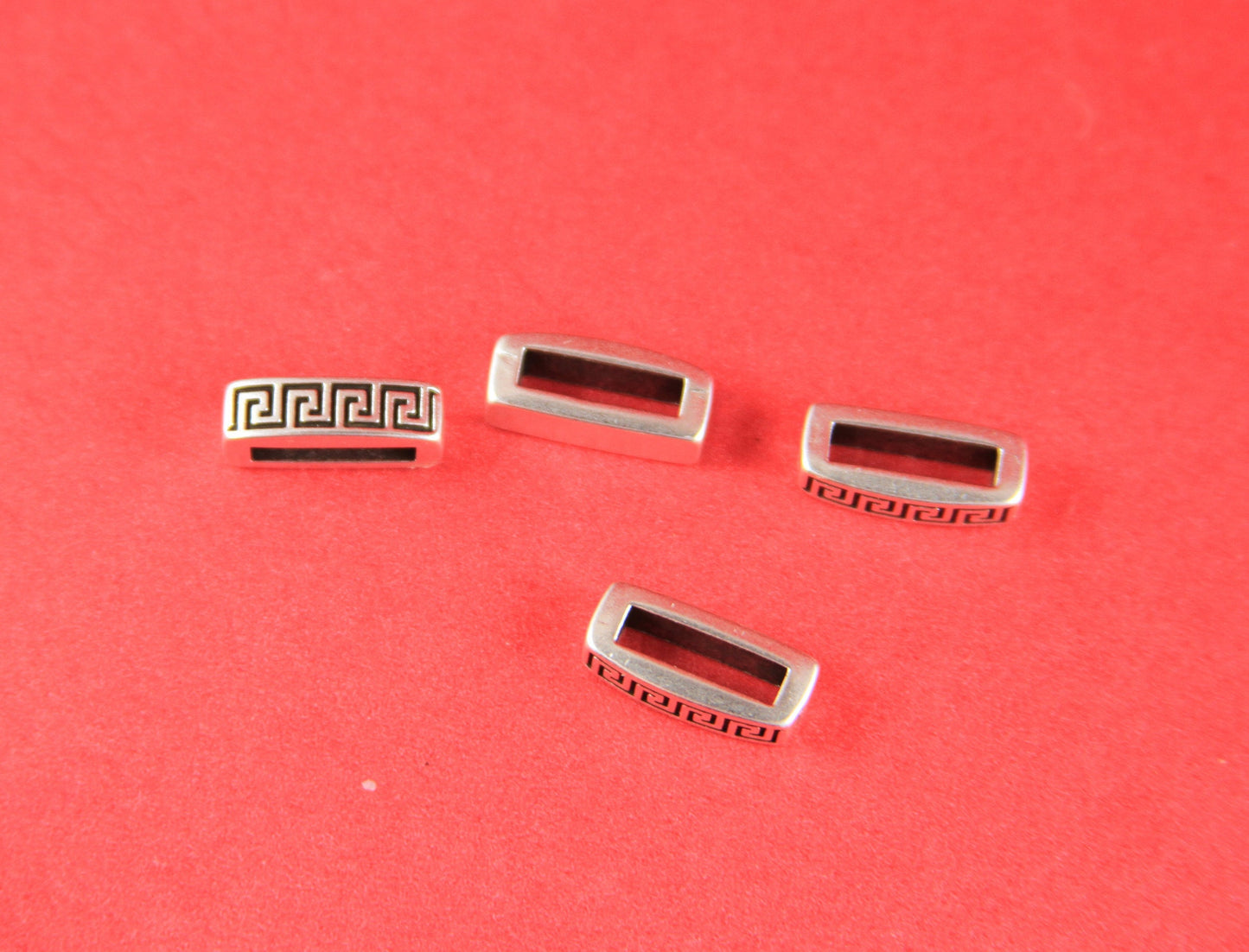 FS0051>>MADE in EUROPE 4 zamak slider bars, 10mm flat cord slider bars, 10mm leather cord simple sliders, zamak sliders (PF9133) Qty4