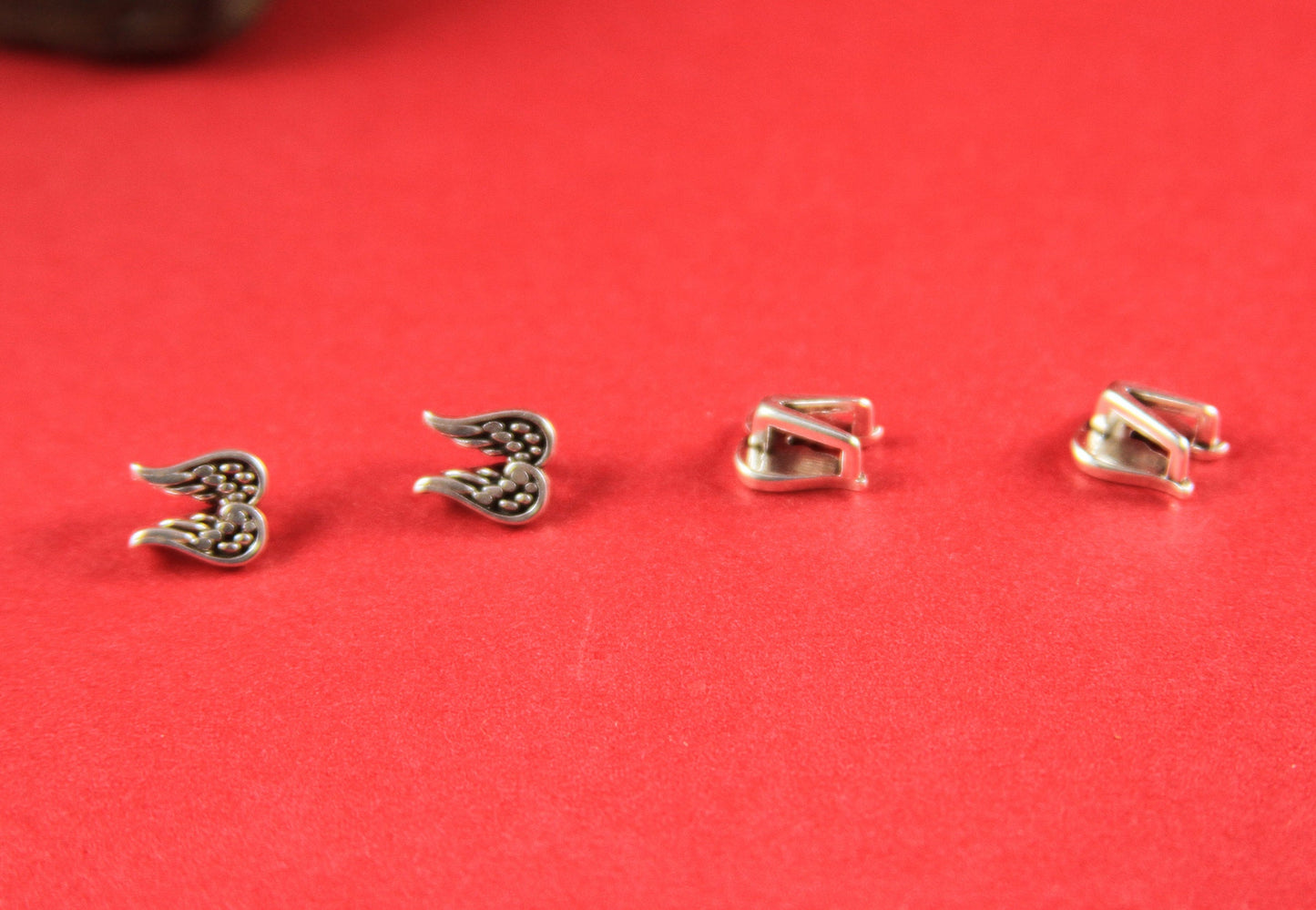 FS0078>>MADE in EUROPE 4 zamak wing sliders, 5mm cord zamak slider, flat 5mm cord slider, angel wings slider, Qty4