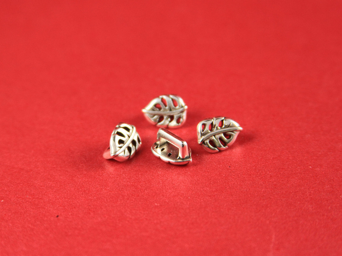 FS0067>> MADE in EUROPE 4 zamak leaf sliders, 5mm cord zamak slider, flat 5mm cord slider, leaf slider, Qty4