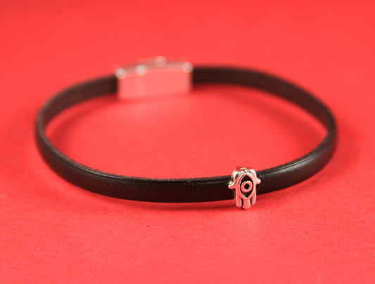 FS0069>>MADE in EUROPE 4 zamak Hamsa hand tiny sliders for 5mm cord, flat 5mm cord slider, zamak Hamsa hand sliders qty4