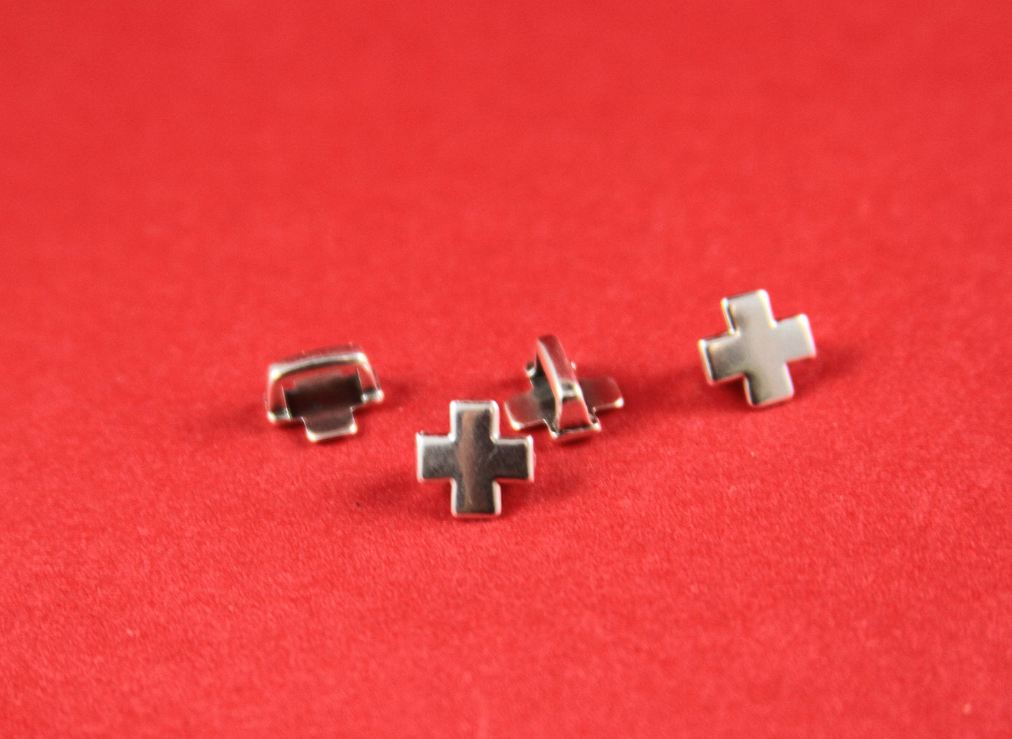 FS0318>>MADE in EUROPE 4 zamak cross sliders, 5mm flat cord zamak tiny cross sliders, zamak  slider for 5mm cord Qty4