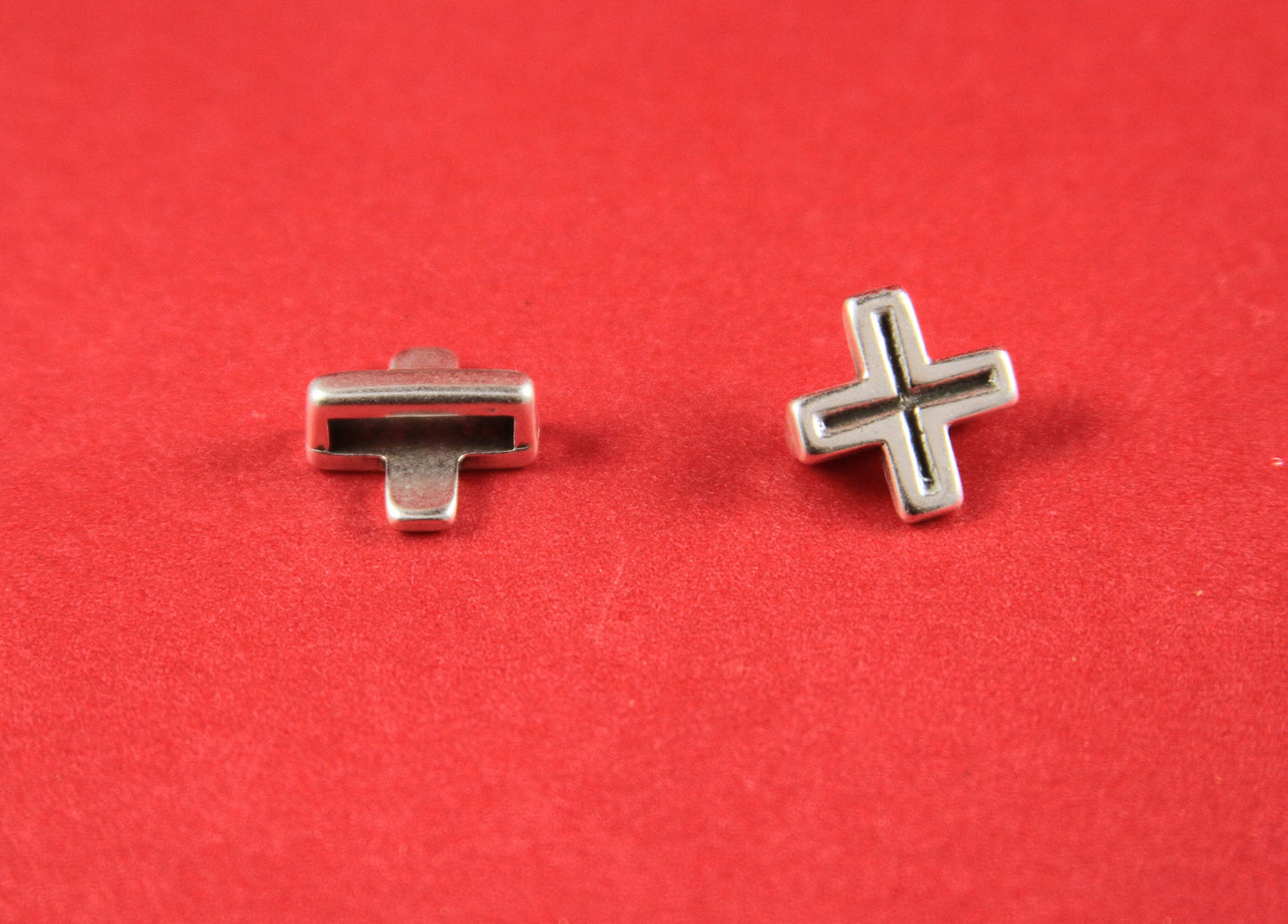 FS0181>>MADE in EUROPE 2 zamak cross sliders for 10mm flat cord, 10mm zamak slider, flat leather cord slider, Qty2