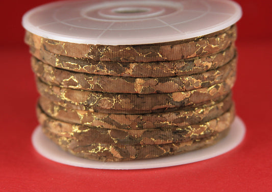 MADE in EUROPE 24'' brown-gold portuguese cord, 5mm flat cork cord, 5mm flat brown-gold cork cord, (ng0013)