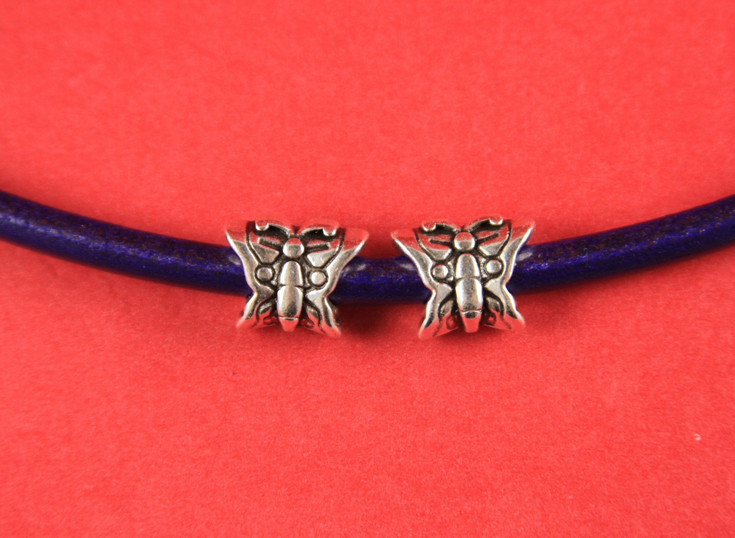 RS0077>>MADE in EUROPE 2 zamak butterfly sliders, 5mm hole zamak butterfly sliders, 5mm round butterlfy beads,  (ng1737) qty2